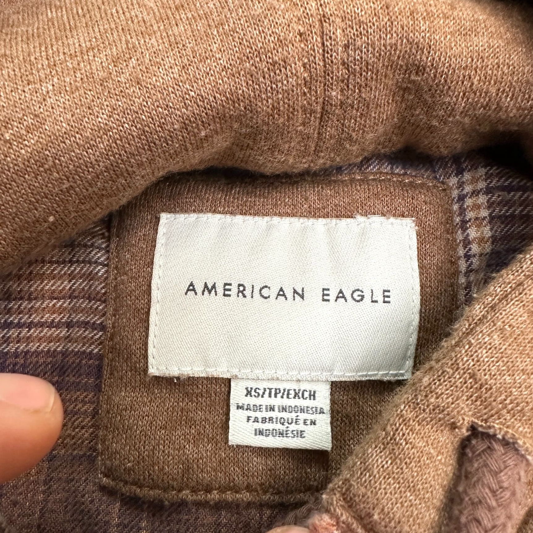 American Eagle Outfitters American Eagle Hoodie Shirt Mens XS Brown Plaid Long Sleeve Button-Up Casual Classic Size US XS / EU 42 / 0 - 7 Thumbnail