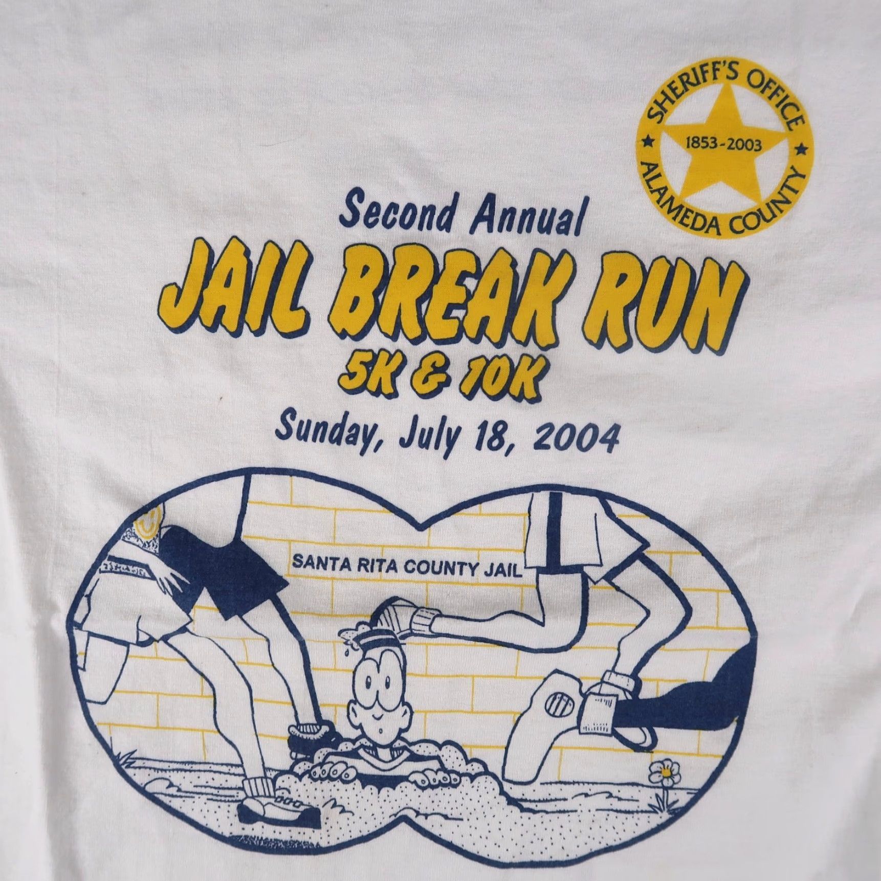 Hanes VINTAGE Hanes Santa Rita County Jail Running T-Shirt Men Medium White 90s Vintage Outdoor Festival Size US M / EU 48-50 / 2 - 3 Thumbnail