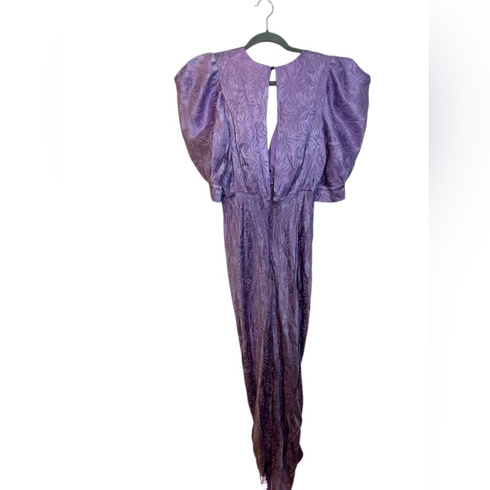 Ronny Kobo Ariana Satin Ruched Puff Sleeve Midi Dress