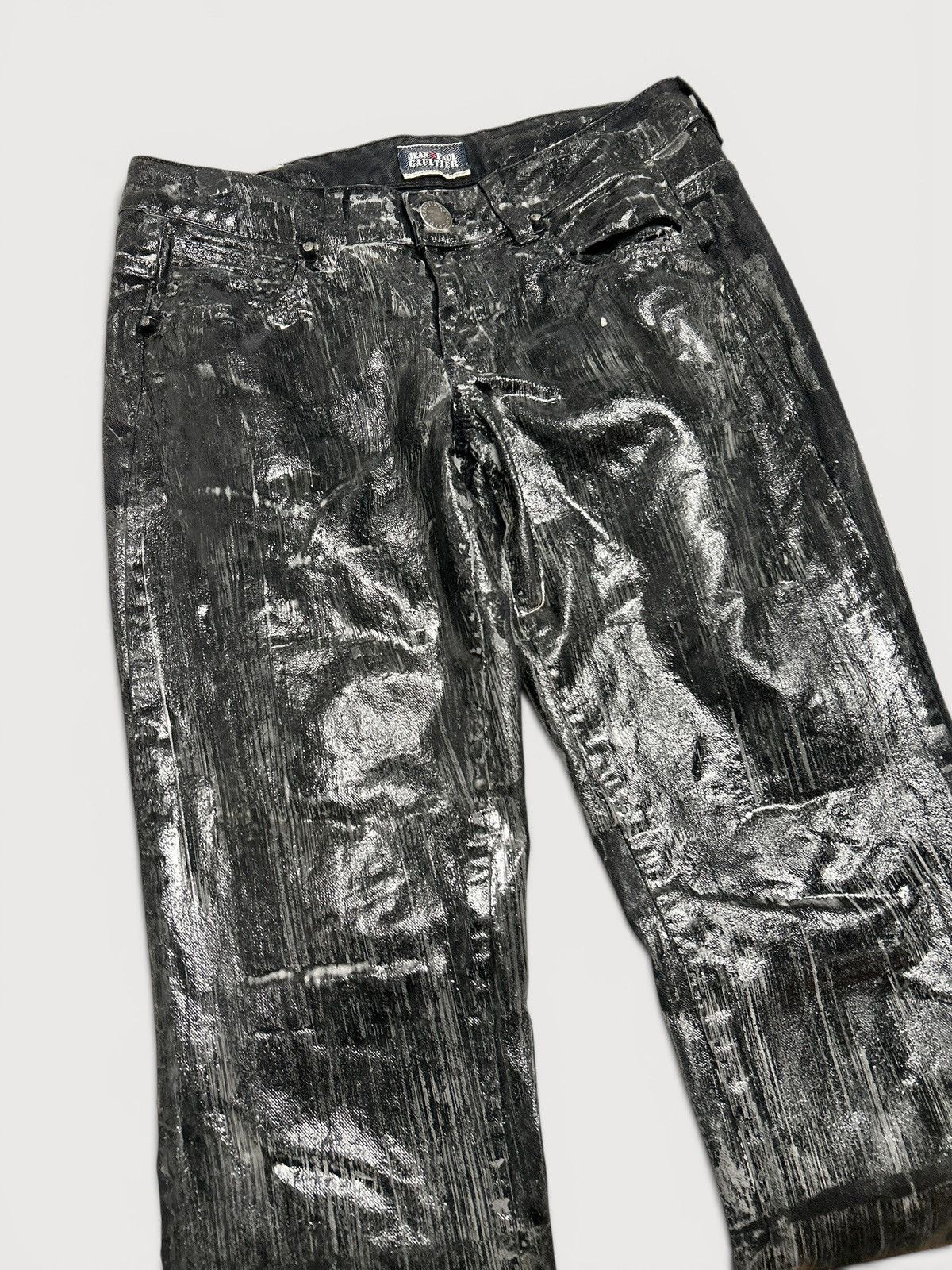 Jean Paul Gaultier Waxed Black Metal Patch Denim Size US 29 - 4 Thumbnail