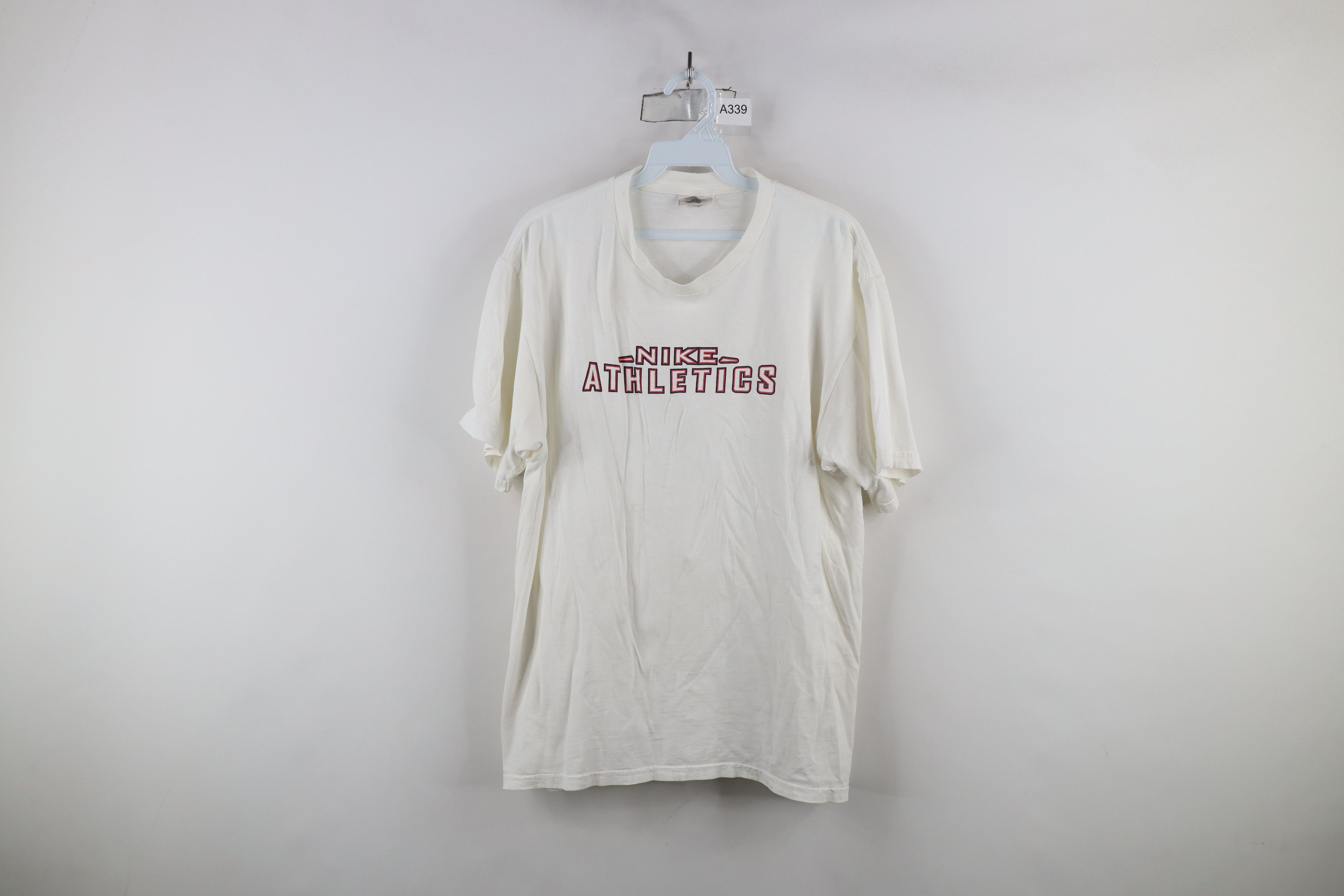 Nike × Vintage Vintage 90s Nike Spell Out Short Sleeve T-Shirt White Size US M / EU 48-50 / 2 - 1 Thumbnail