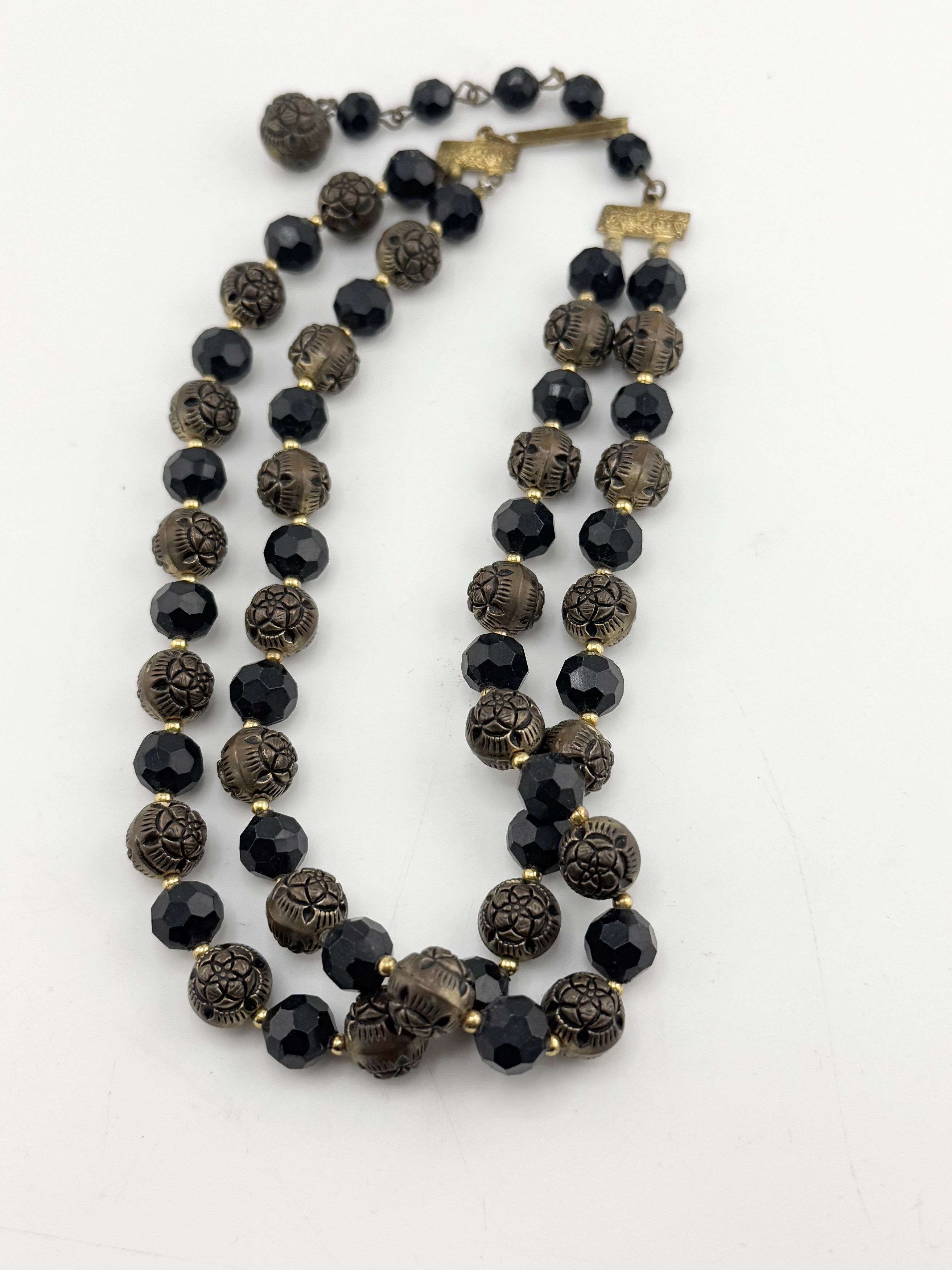 Vintage Vintage gold & black beaded double strand necklace Size ONE SIZE - 3 Thumbnail
