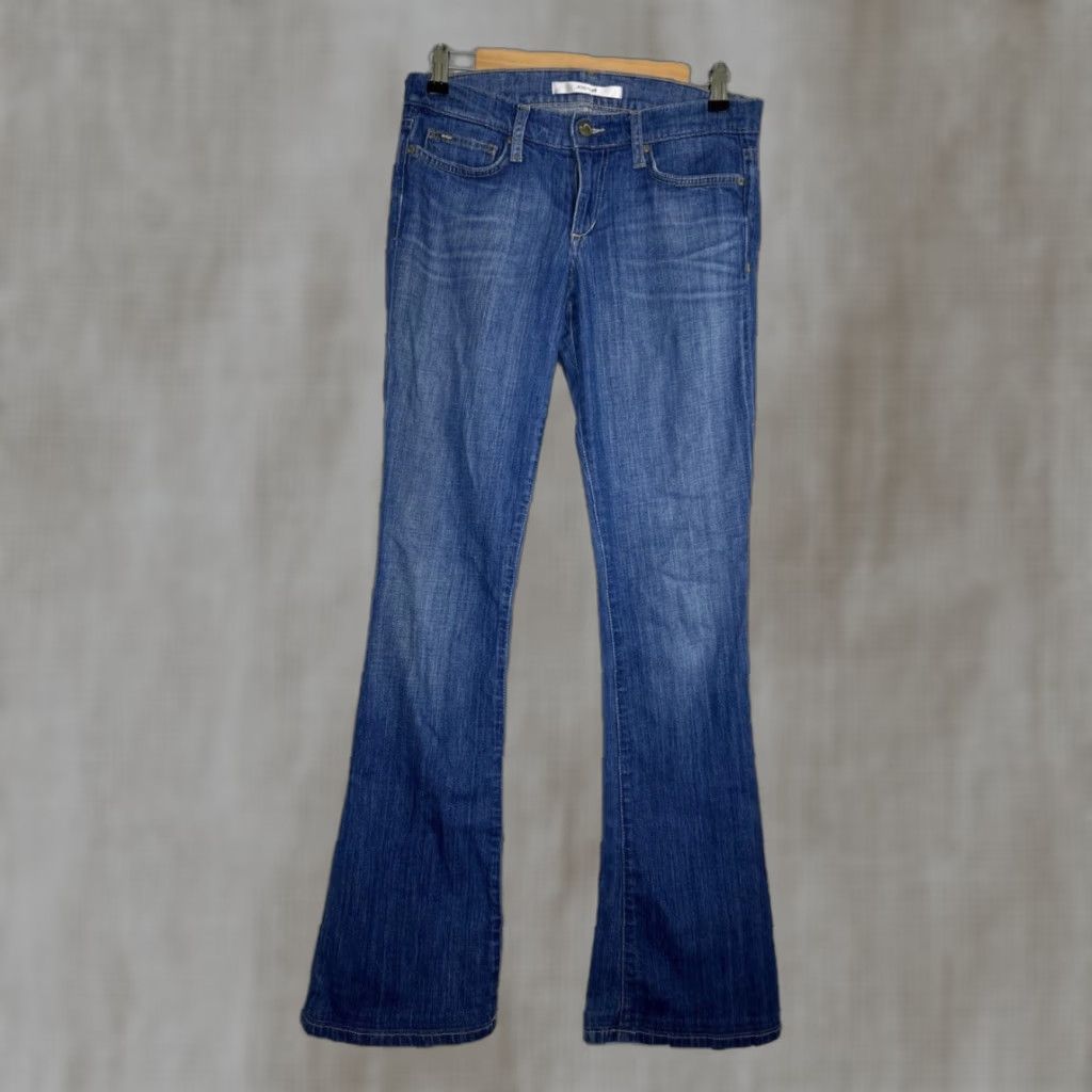 Vintage Joe's Jeans Rocker Flare Jeans Women's Medium Wash Blue 30x32 5-Pocket Distressed No Zip Closure Cotton Denim Vintage: No Size 26 Regular Size 26" / US 2 / IT 38 - 1 Thumbnail