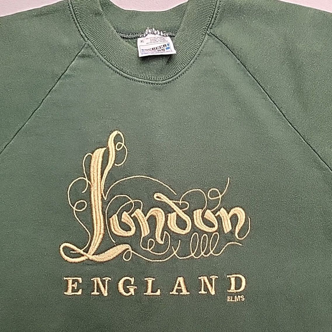 Vintage VTG Screen Stars Sweatshirt Men XL Green London England Graphic Pullover Retro Streetwear Shirt Crew Neck All Seasons Mens Size US XL / EU 56 / 4 - 4 Thumbnail