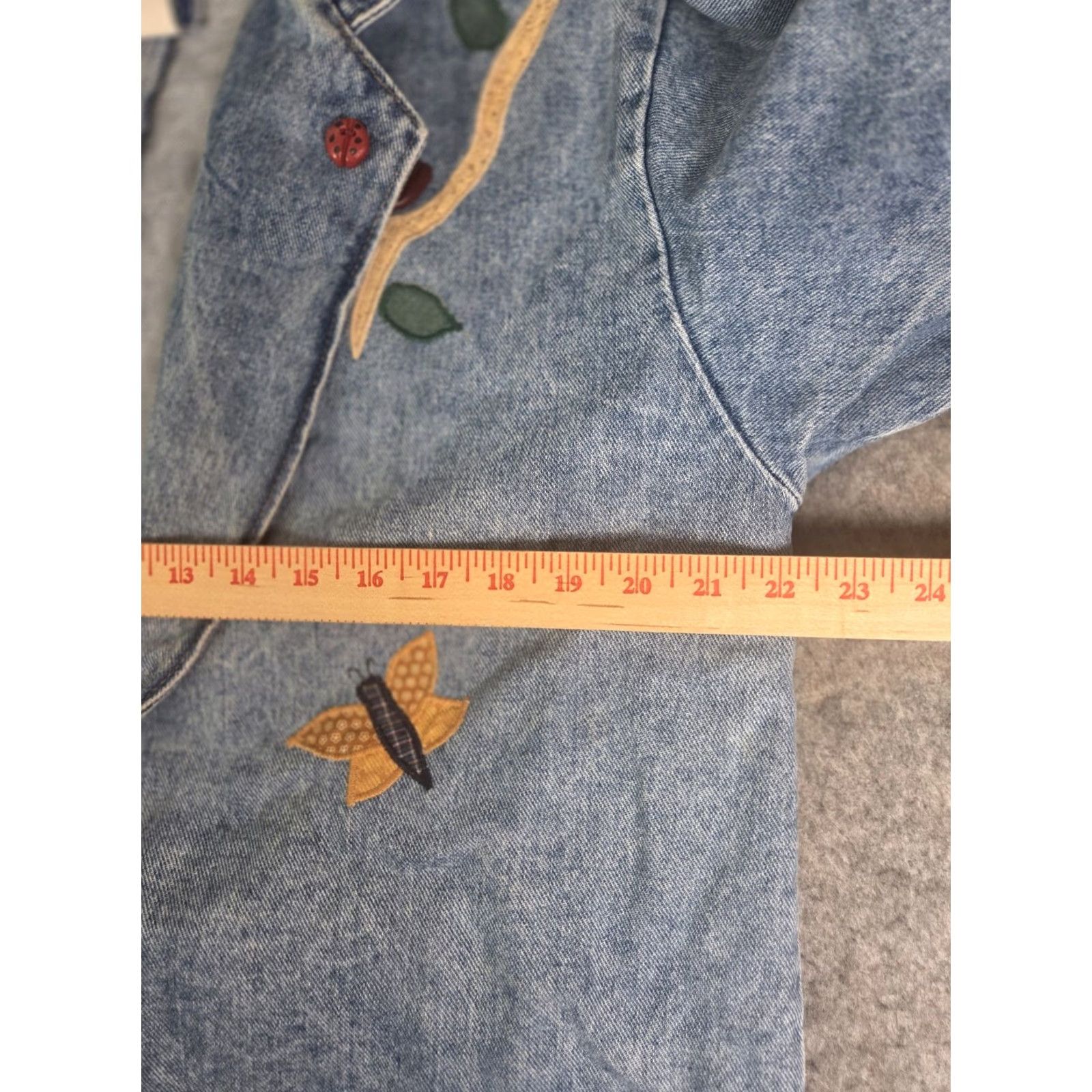 Denime VINTAGE Sun Belt Designs Jacket Womens M Denim Solid Mid-Length Blue Collared Pockets Embroidered Animals Outdoor Size M / US 6-8 / IT 42-44 - 7 Thumbnail