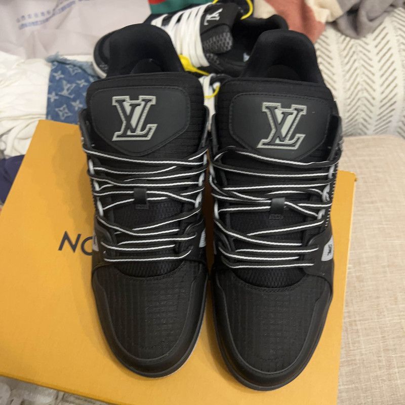 Louis Vuitton Louis Vuitton Trainer Black Leather Sneakers -2508 Size US 9.5 / EU 42-43 - 2 Thumbnail