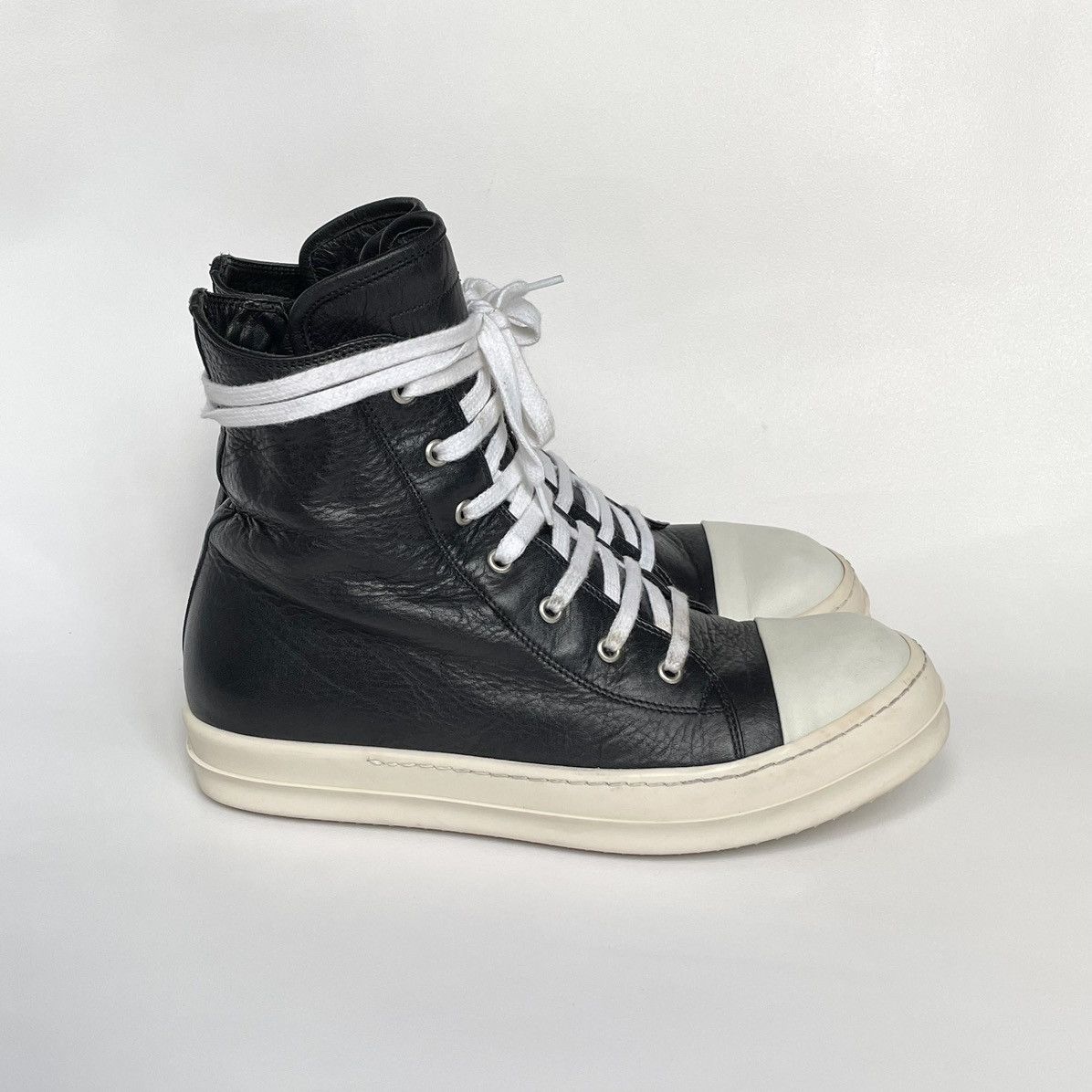 Rick Owens S/S 12 Black/Milk Leather Ramones Sneakers Size US 8 / EU 41 - 3 Thumbnail