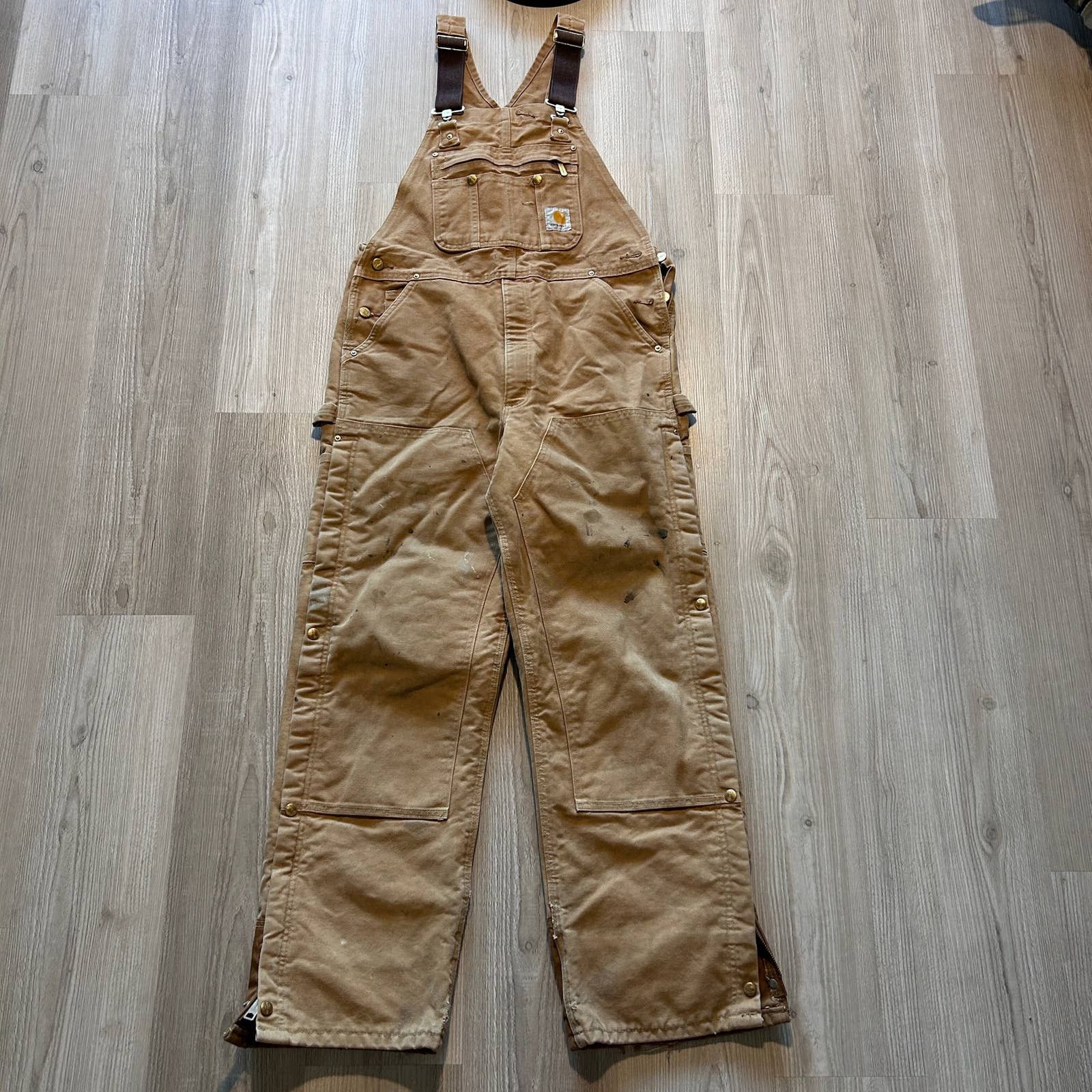 Carhartt Double Knee Duck Overalls for Men (W36 equivalent) cotton Camel type Vintage Second Hand
