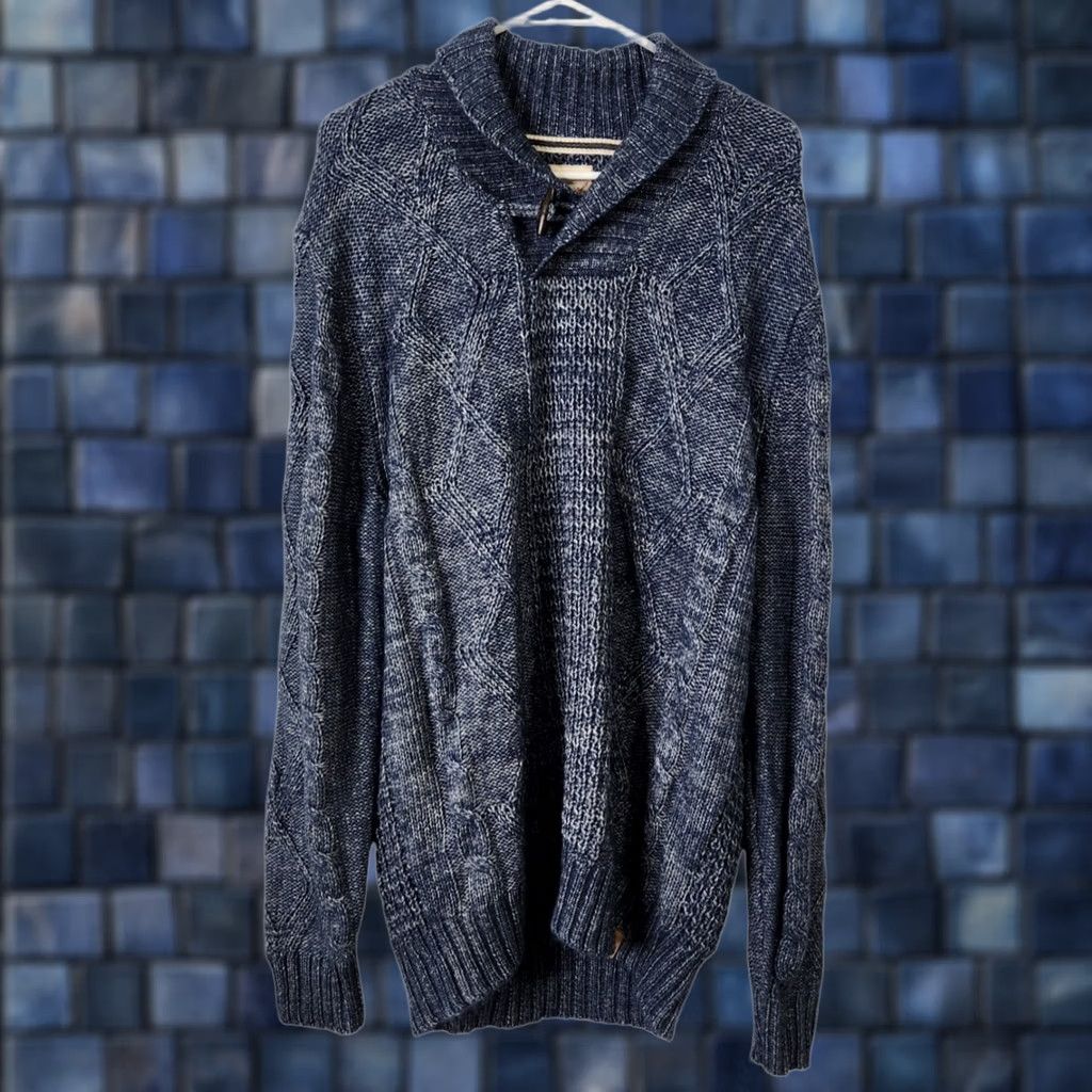 Weatherproof VINTAGE Weatherproof Mens L Sweater Pullover Cable Knit Long Sleeve Blue Size US L / EU 52-54 / 3 - 1 Thumbnail