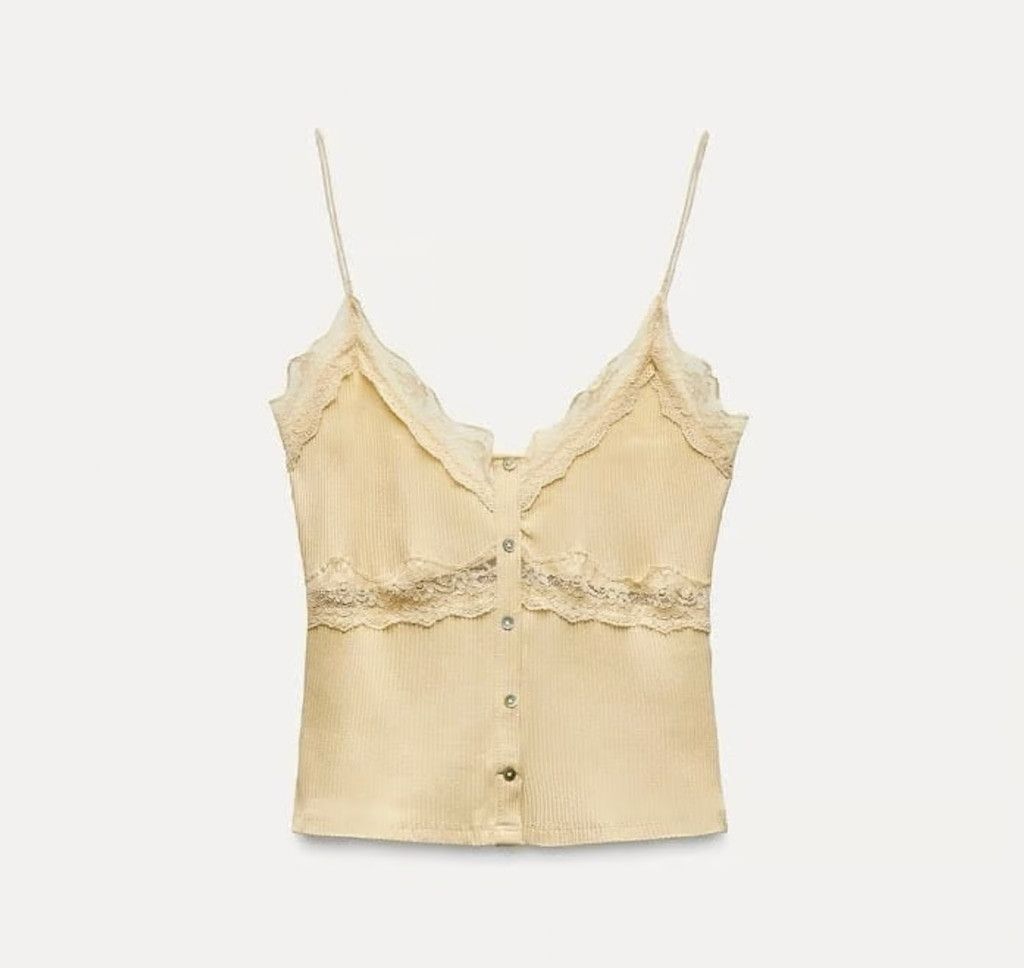 Zara Zara Buttoned Rib Lace Top Size L Size L / US 10 / IT 46 - 2 Thumbnail