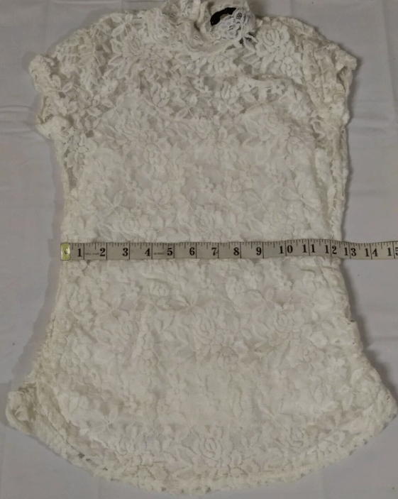 Vintage White Top Size S Women Floral Lace Sheer Mock Neck Size S / US 4 / IT 40 - 10 Thumbnail