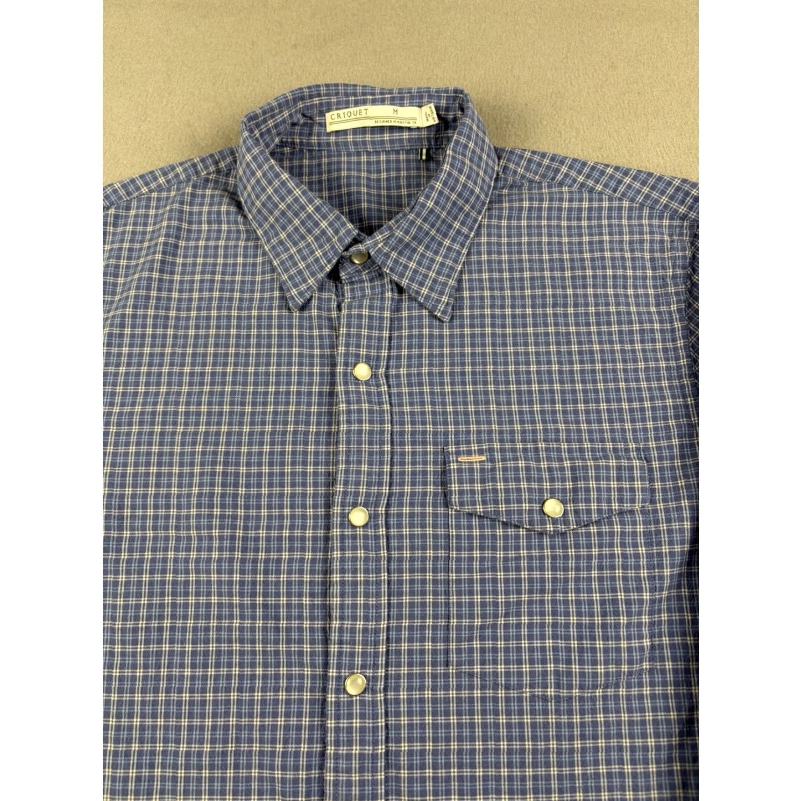 Vintage Criquet Shirt Mens M Blue Plaid Pearl Snap Button Up Corduroy Short Sleeve Casual Preppy Pockets Size US M / EU 48-50 / 2 - 2 Thumbnail