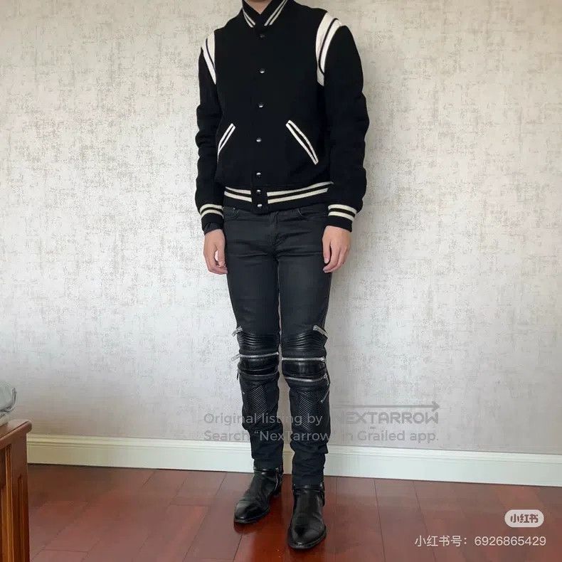 Saint Laurent Paris Saint Laurent Paris Patchwork Leather Biker Pants with Zip Size US 29 - 7 Thumbnail