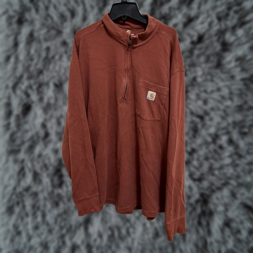 Carhartt Carhartt Long Sleeve Thermal Mens 2XL Red Pullover 1/4 Zip Waffle-Knit Shirt Relaxed Size US XXL / EU 58 / 5 - 1 Thumbnail
