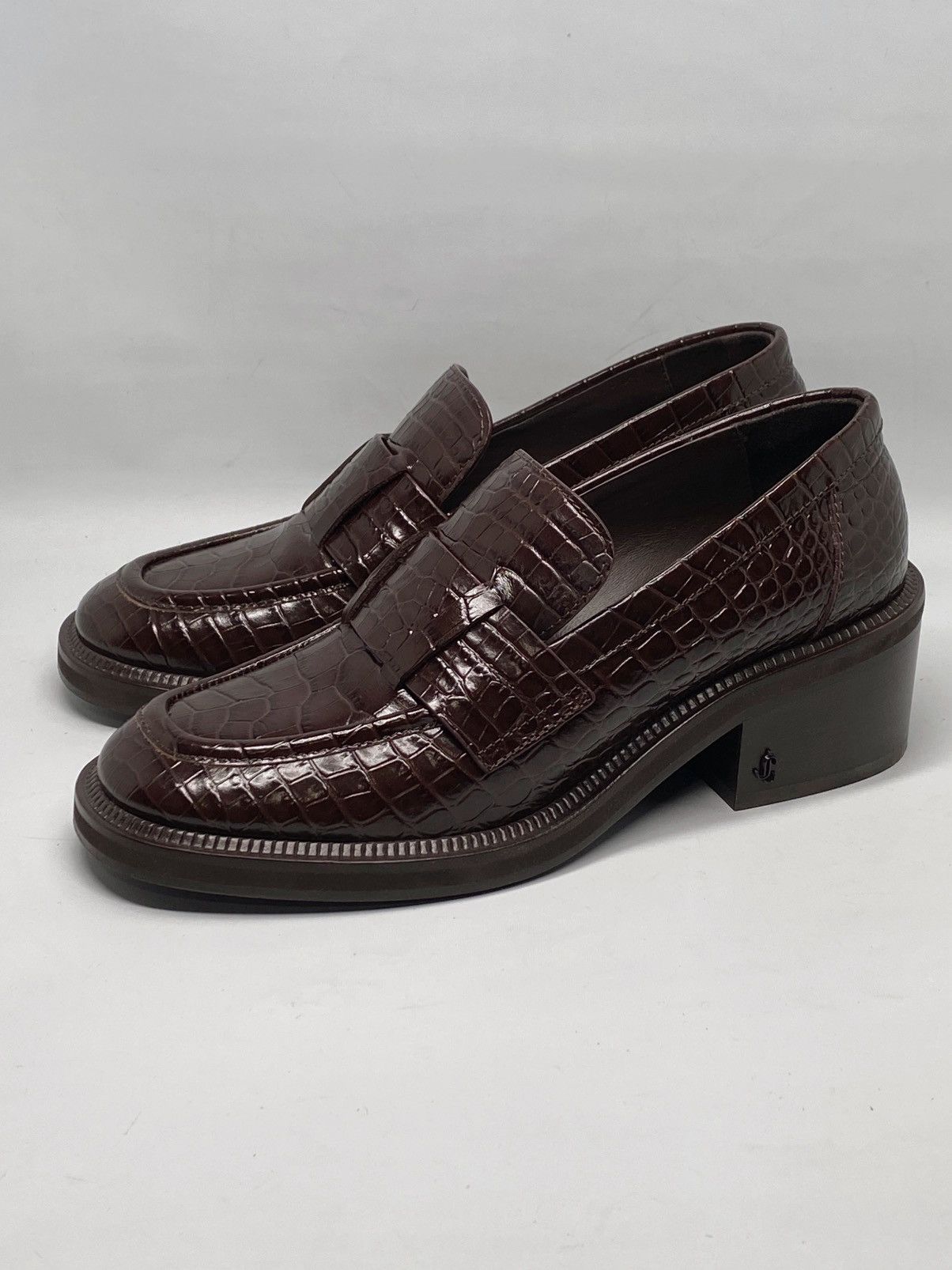 Jimmy Choo Jimmy Choo Tylor 60MM Embossed Leather Loafers size 37.5 Size US 7.5 / IT 37.5 - 1 Thumbnail