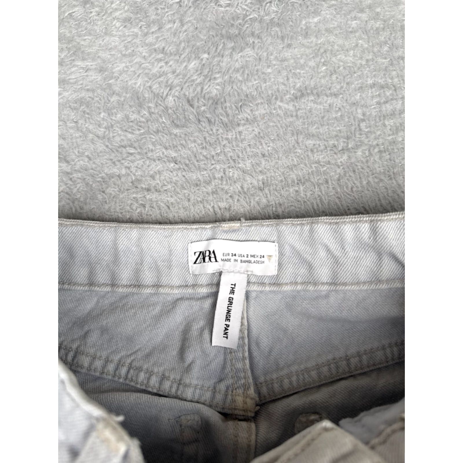 Zara Zara Jeans Womens 2 Blue Denim The Grunge Pant Wide Leg Mid Rise Cotton 27x25 Size 26" / US 2 / IT 38 - 6 Thumbnail