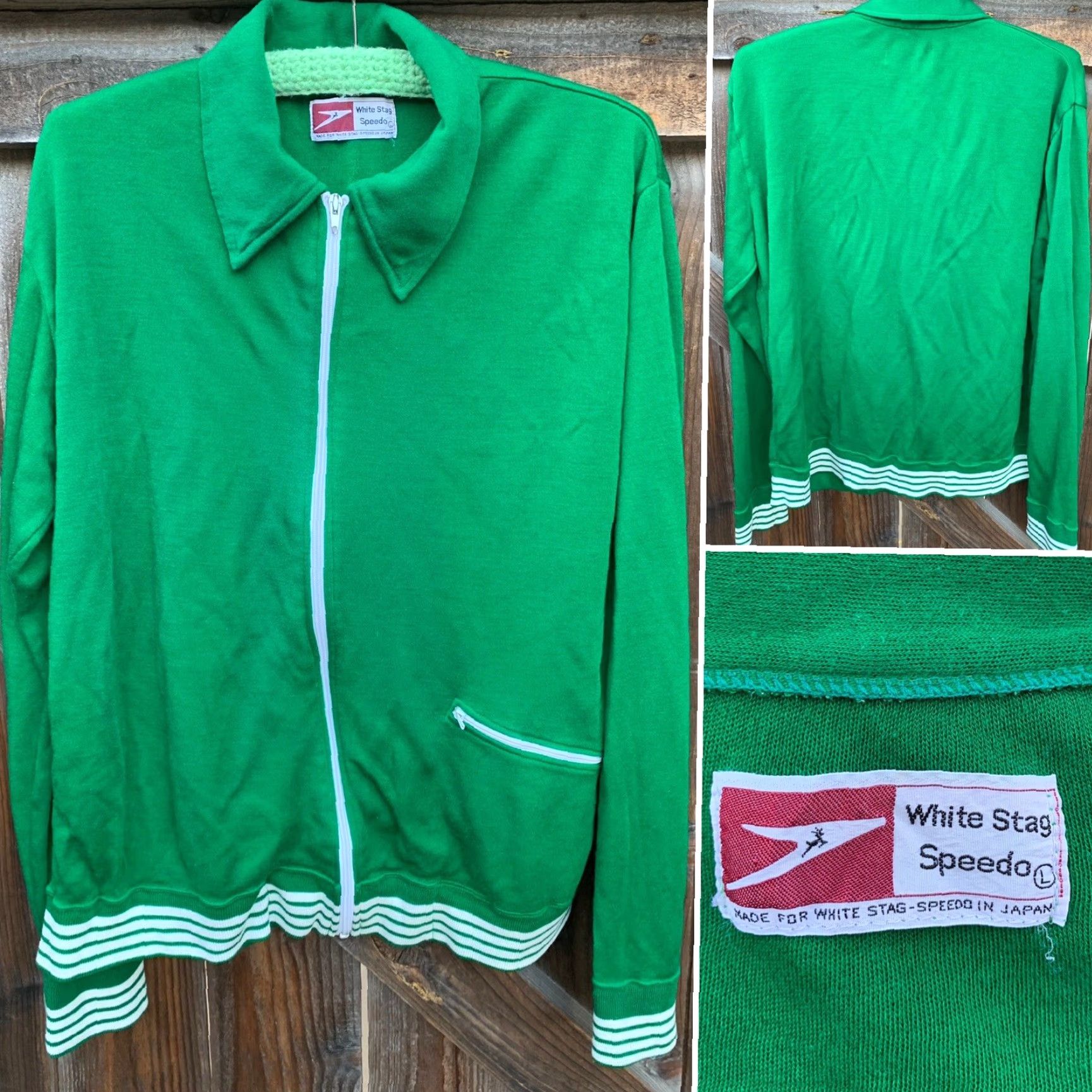 Vintage VINTAGE White Stag Speedo track jacket Mens Jacket L White 90s Vintage Winter Spring Summer Fall Japan Zip Size US L / EU 52-54 / 3 - 5 Thumbnail