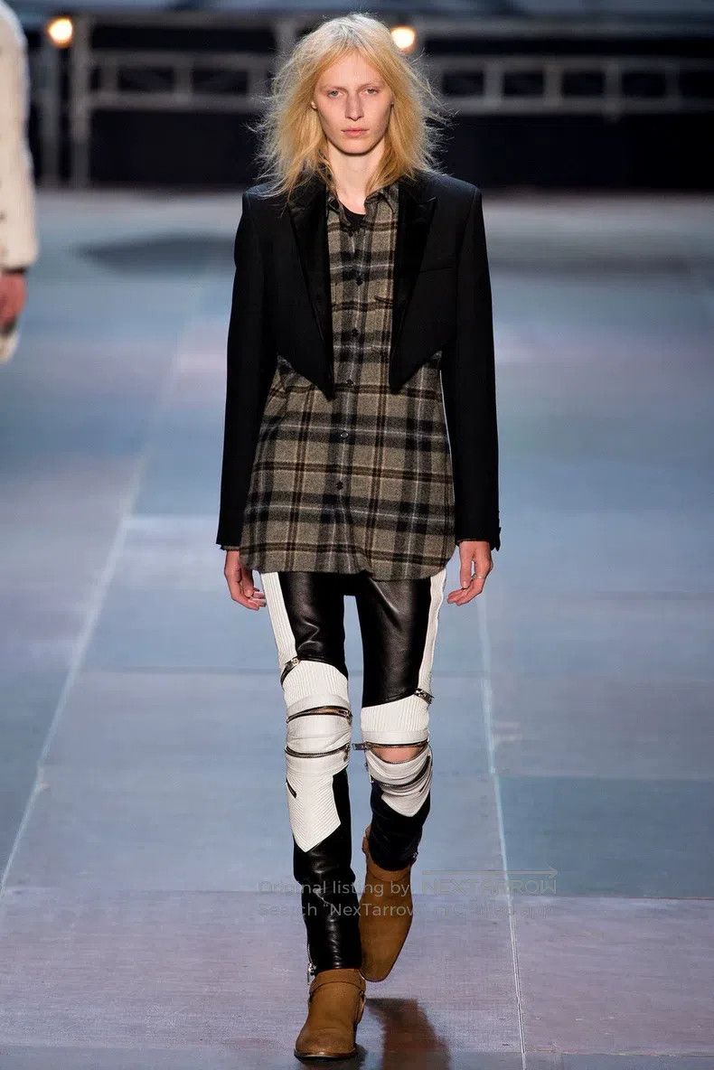 Saint Laurent Paris Saint Laurent Paris Leather Collar Morning Suit Size US S / EU 44-46 / 1 - 1 Thumbnail