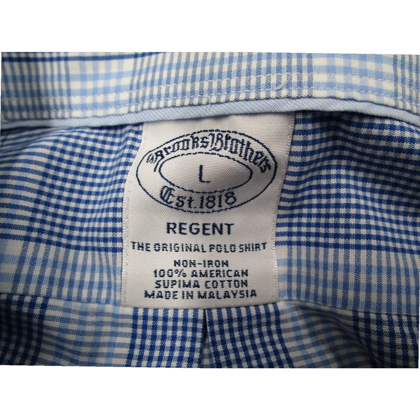 Brooks Brothers Brooks Brothers Regent Dress Shirt Mens Large Blue Check Non-Iron Cotton Classic Button Down Size 42R - 3 Thumbnail