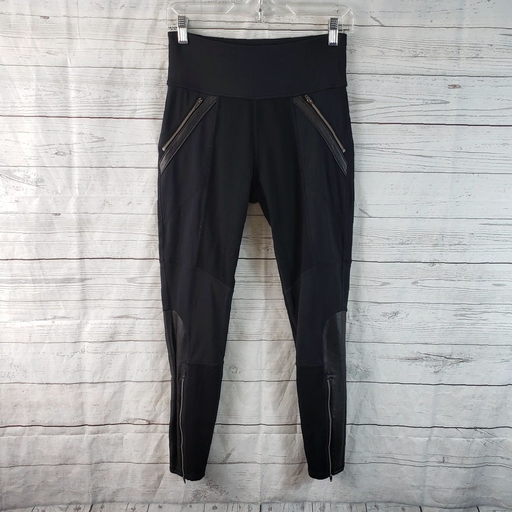 Athleta Athleta Womens Ponte Luxe Leggings Sz Small Black Faux Leather Zip Pockets Size 28" / US 6 / IT 42 - 2 Thumbnail