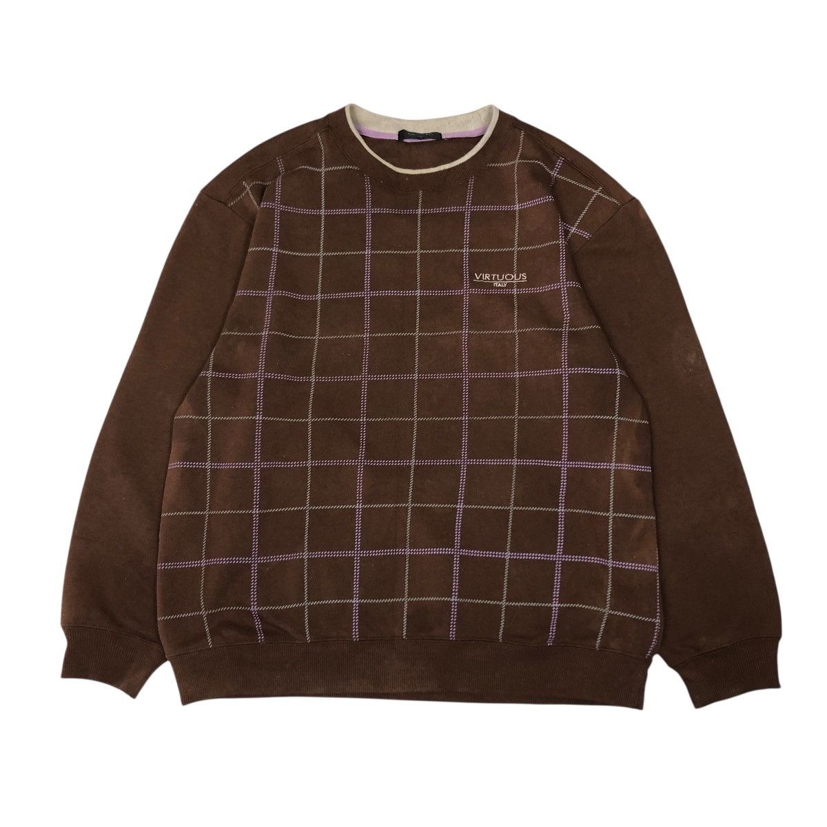 Japanese Brand 📌Vintage Sweatshirt Virtuous Tartan Design Issey Miyake Size US L / EU 52-54 / 3 - 1 Thumbnail