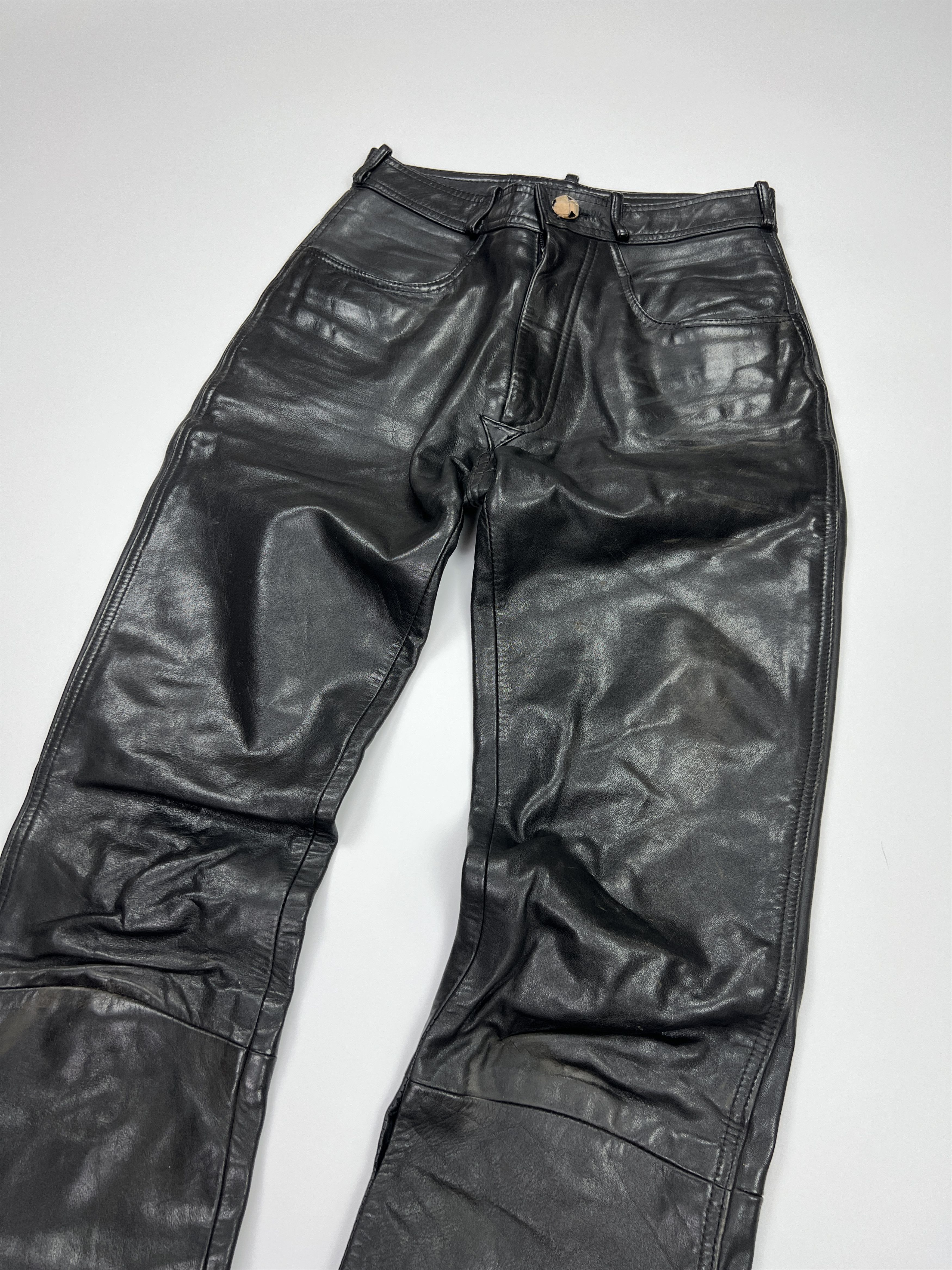 Vintage Vintage Y2K IXS Black Leather Biker Moto Pants Size 27" / US 4 / IT 40 - 3 Thumbnail