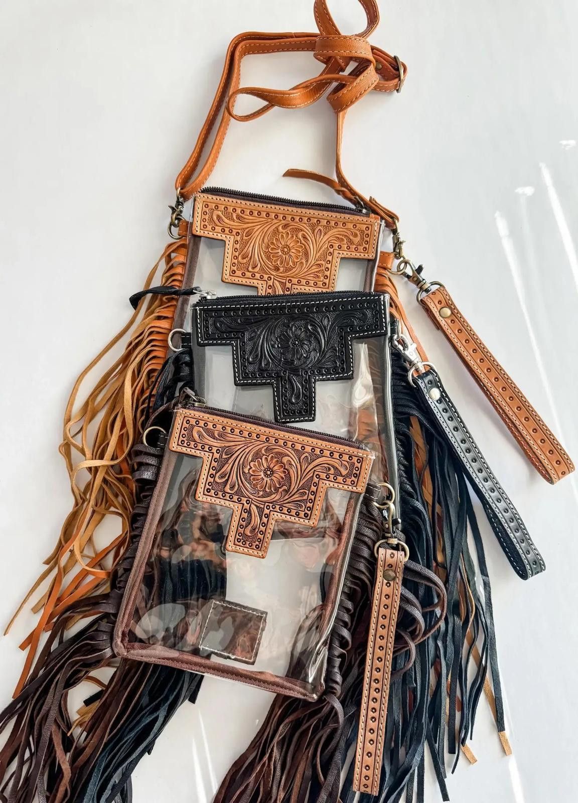 Other Black and Teal Hand Tooled Clear Crossbody Concert bag Size ONE SIZE - 3 Thumbnail