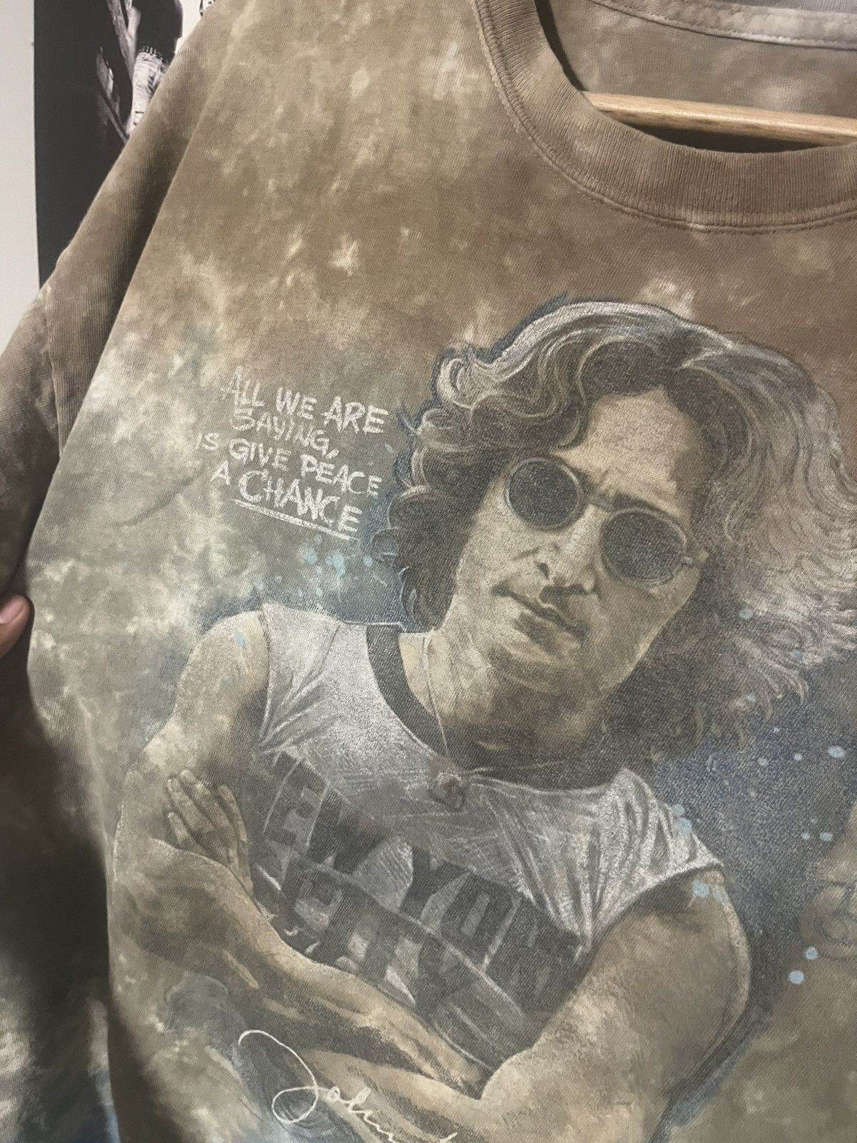 Liquid Blue Y2K 2000’s John Lennon Peace Liquid Blue tye-dye boxy tee Size US XXL / EU 58 / 5 - 7 Thumbnail