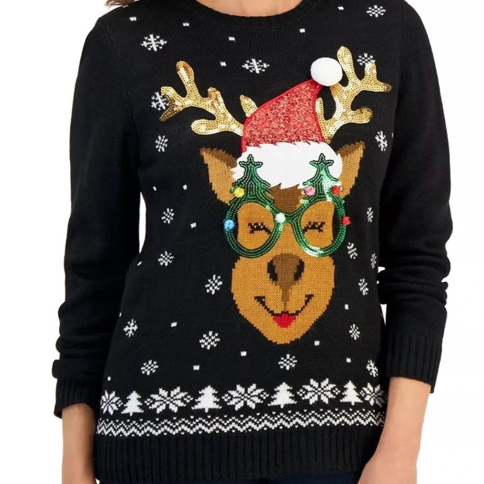 The Unbranded Brand Karen Scott crew neck Reindeer graphic sweater, size PS Size S / US 4 / IT 40 - 1 Thumbnail