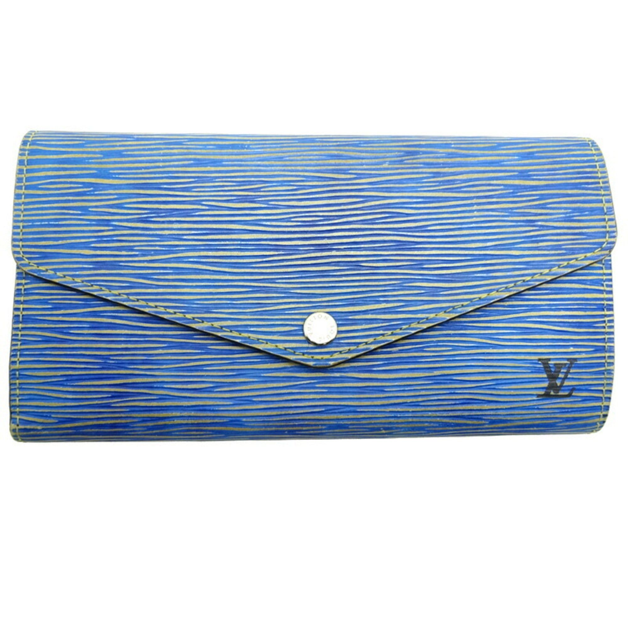 image of Louis Vuitton Portefeuil Sarah Women's Long Wallet M61649 Epi [Blue] in Black