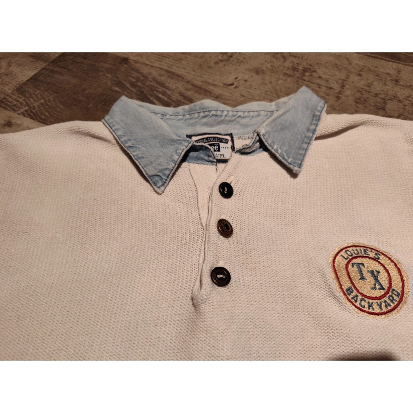 Lee Vintage Yes Lee Sweater Mens M Made In USA Heavyweight Collared Louie's Backyard TX Size US M / EU 48-50 / 2 - 5 Thumbnail