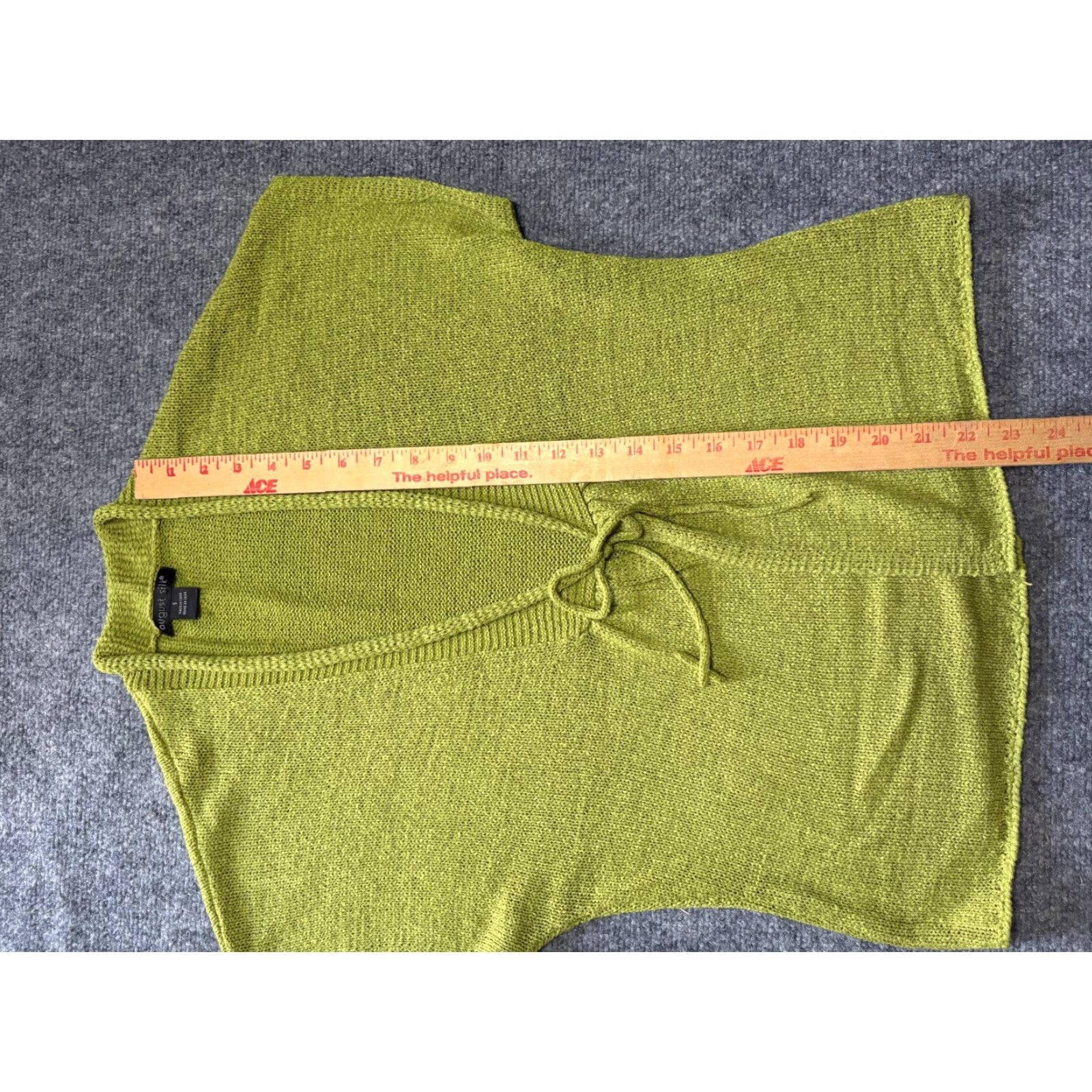 Vintage August Silk Cardigan Womens Small Moss Green Tie Front Knit Top Size S / US 4 / IT 40 - 2 Thumbnail