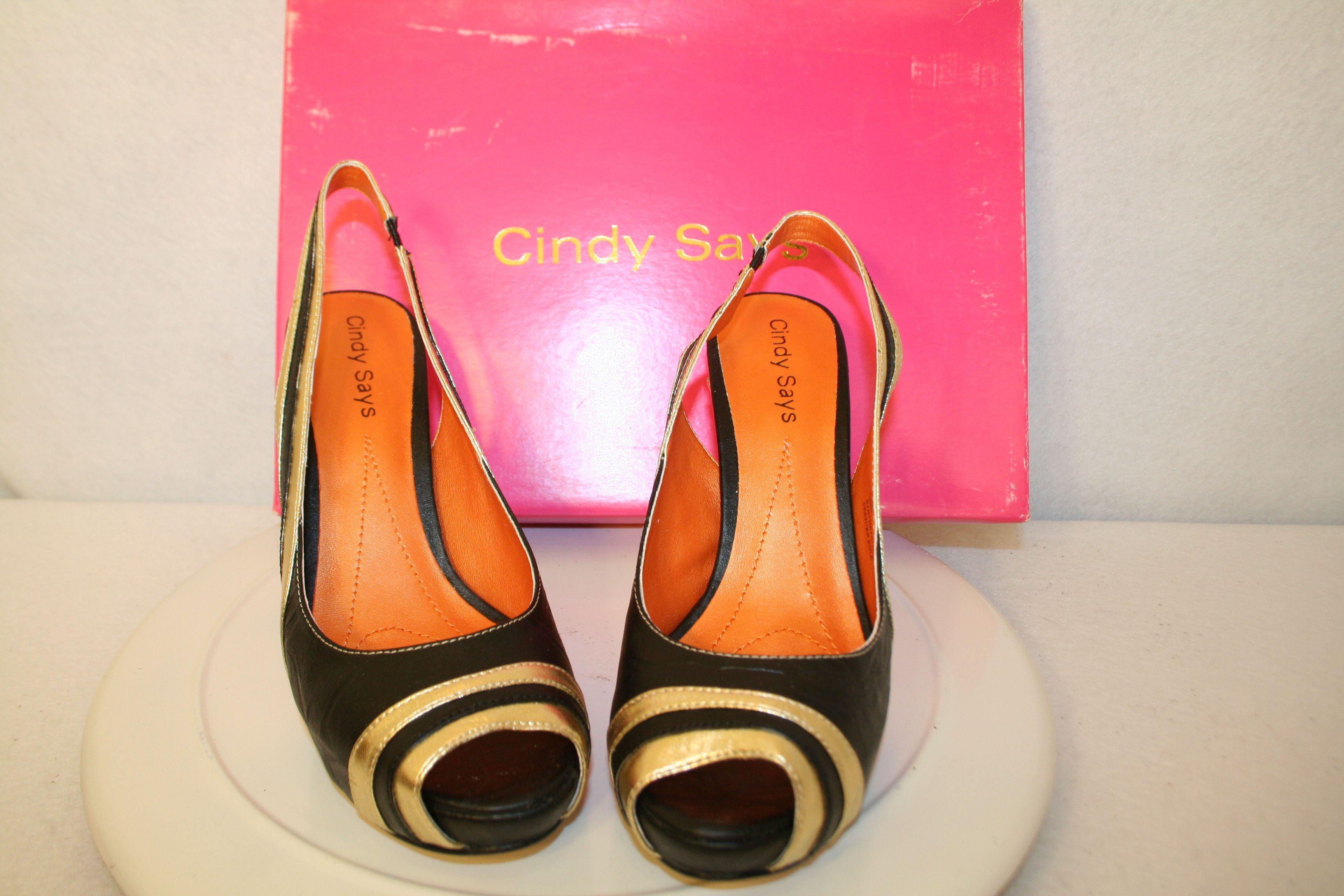 Other Cindy Says Black & Gold Pumpkin Pumps Heels Platform Size US 8 / IT 38 - 1 Thumbnail