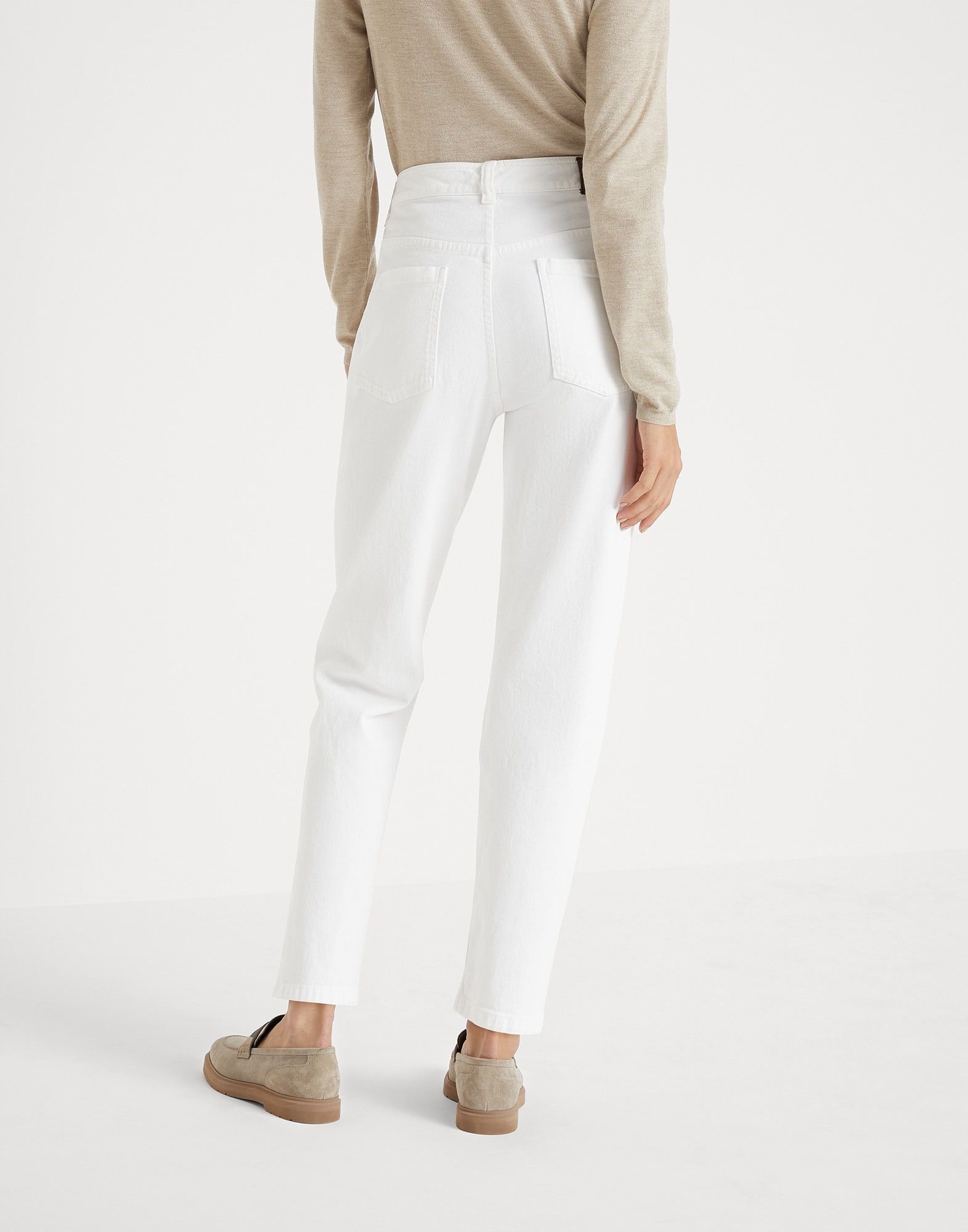 Brunello Cucinelli o1w1db10825 Woman Dyed Pants in Open White Size 26" / US 2 / IT 38 - 2 Thumbnail