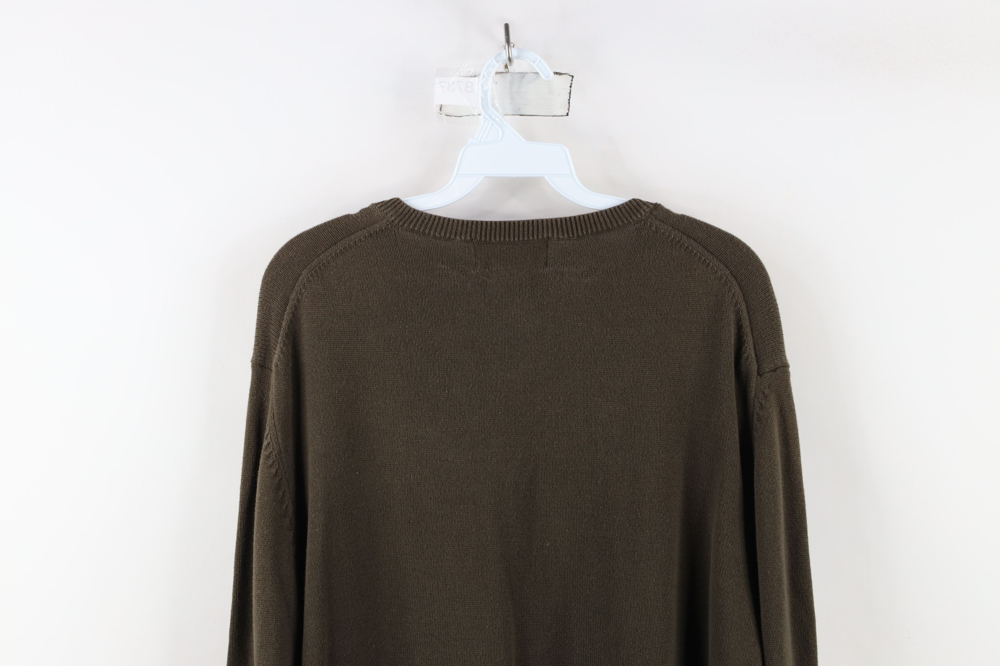 Eddie Bauer × Vintage Vintage 90s Eddie Bauer Cotton Knit V-Neck Sweater Brown Size US XL / EU 56 / 4 - 8 Thumbnail