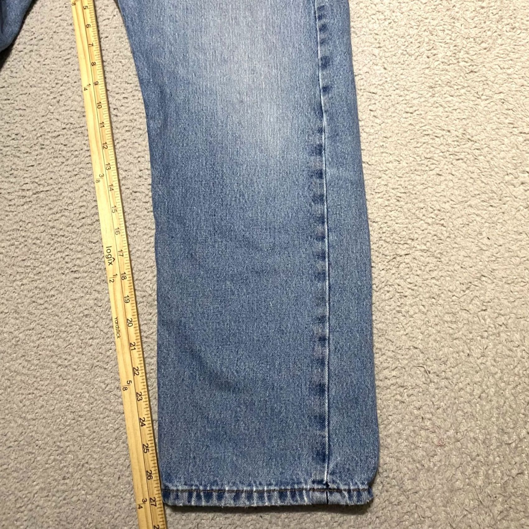 Levi's Levi's 505 Jeans Mens 36x29 Blue Denim Straight Medium Wash Regular Distressed 5-Pocket Design Cotton Denim Size US 36 / EU 52 - 6 Thumbnail