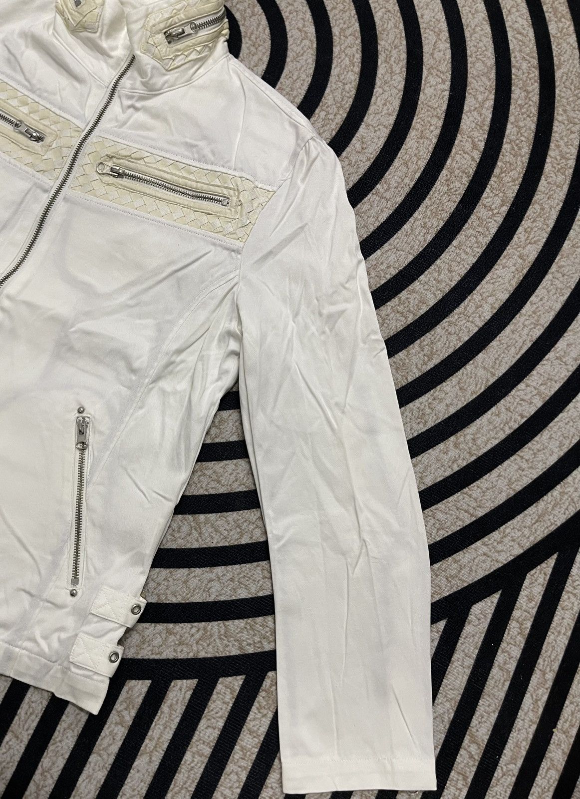 In The Attic 2000s IN THE ATTIC BIKER JACKET OFF WHITE COTTON Size US M / EU 48-50 / 2 - 4 Thumbnail