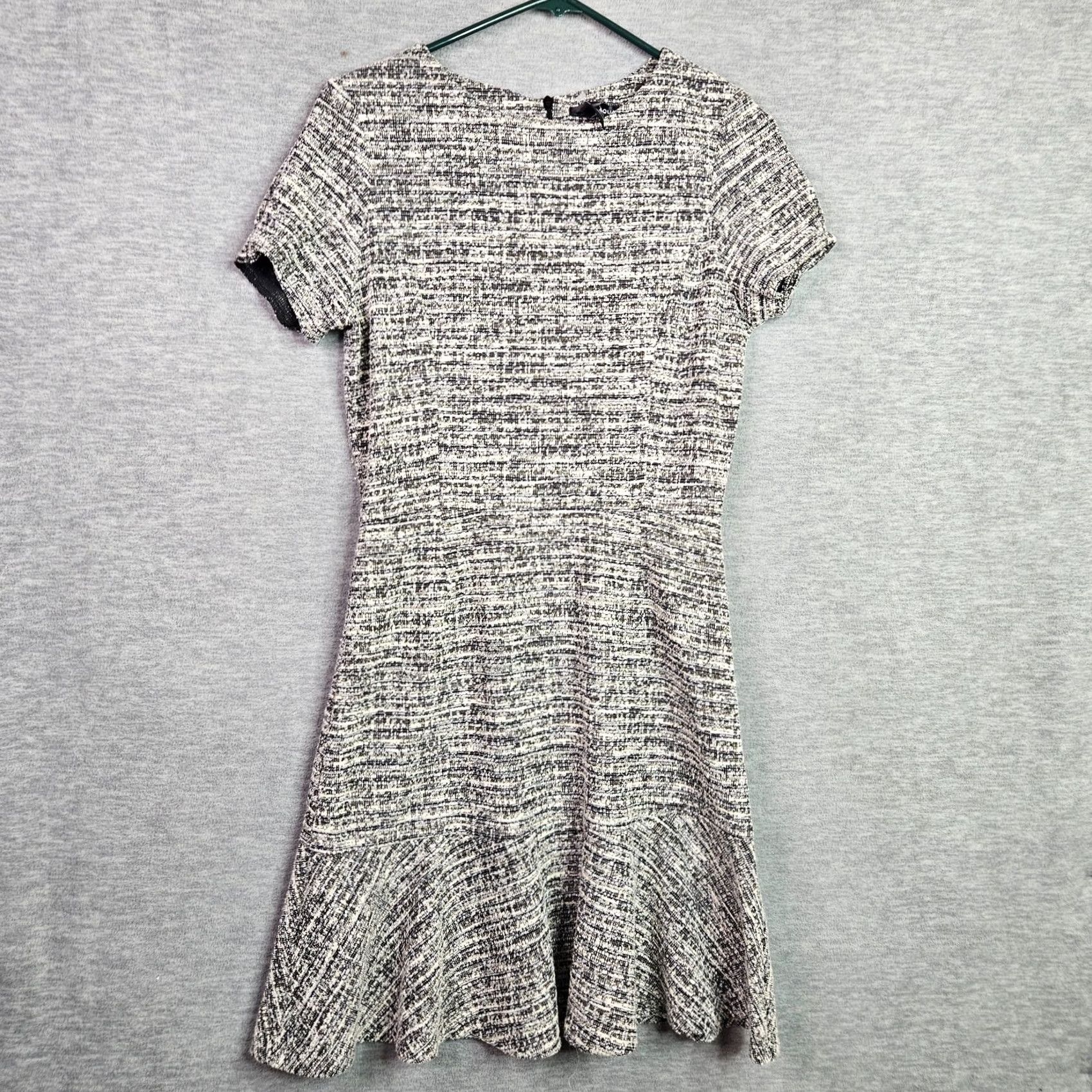 AQUA AQUA Dress Short Sleeve Tweed Ruffle Hem Multicolor L New Womens Juniors Size L Casual Party/Cocktail A-Line Dress Size 36" / US 14 / IT 50 - 2 Thumbnail