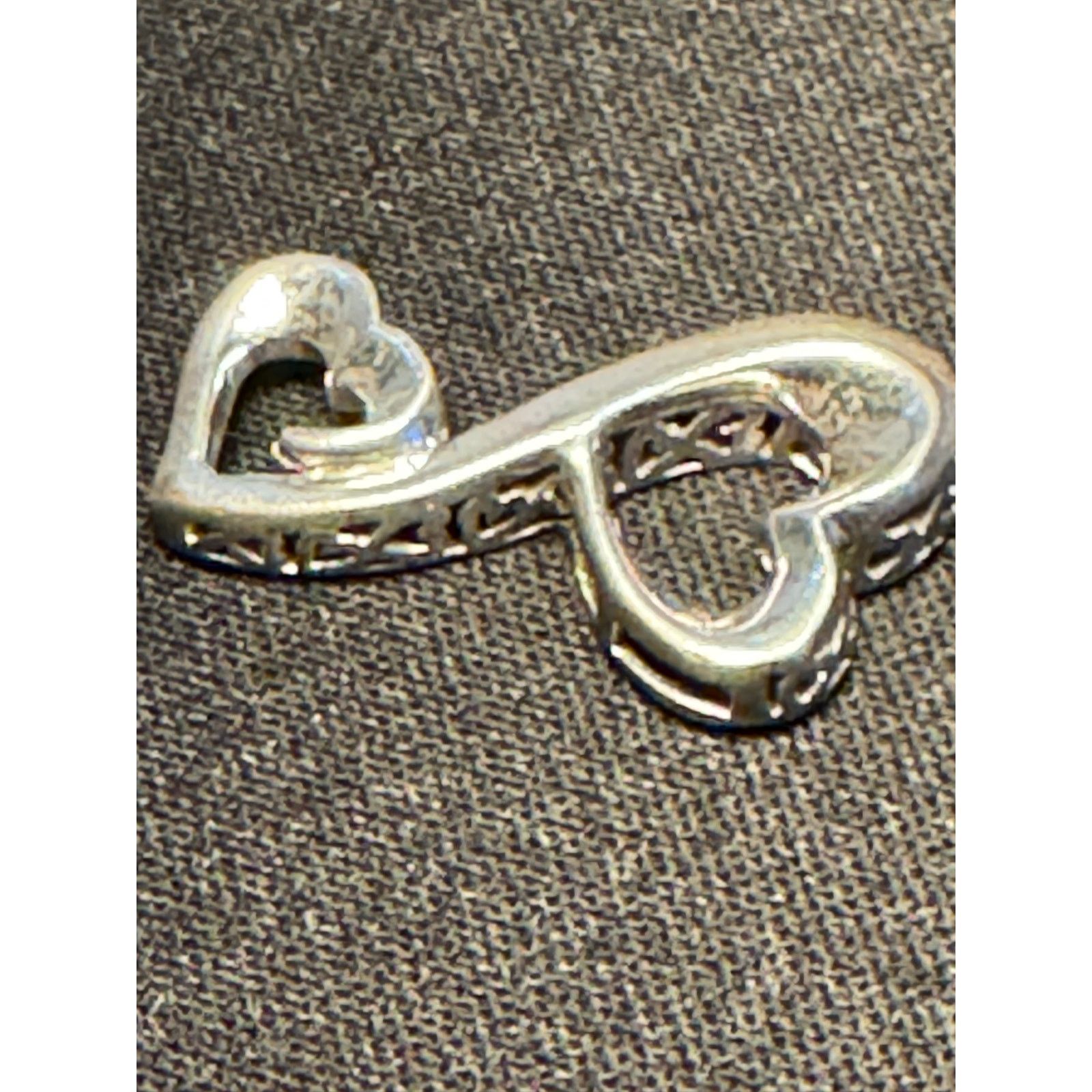Other 925 Sterling Silver Dbl Heart Laser Cut Sides Necklace 18in Size ONE SIZE - 7 Thumbnail