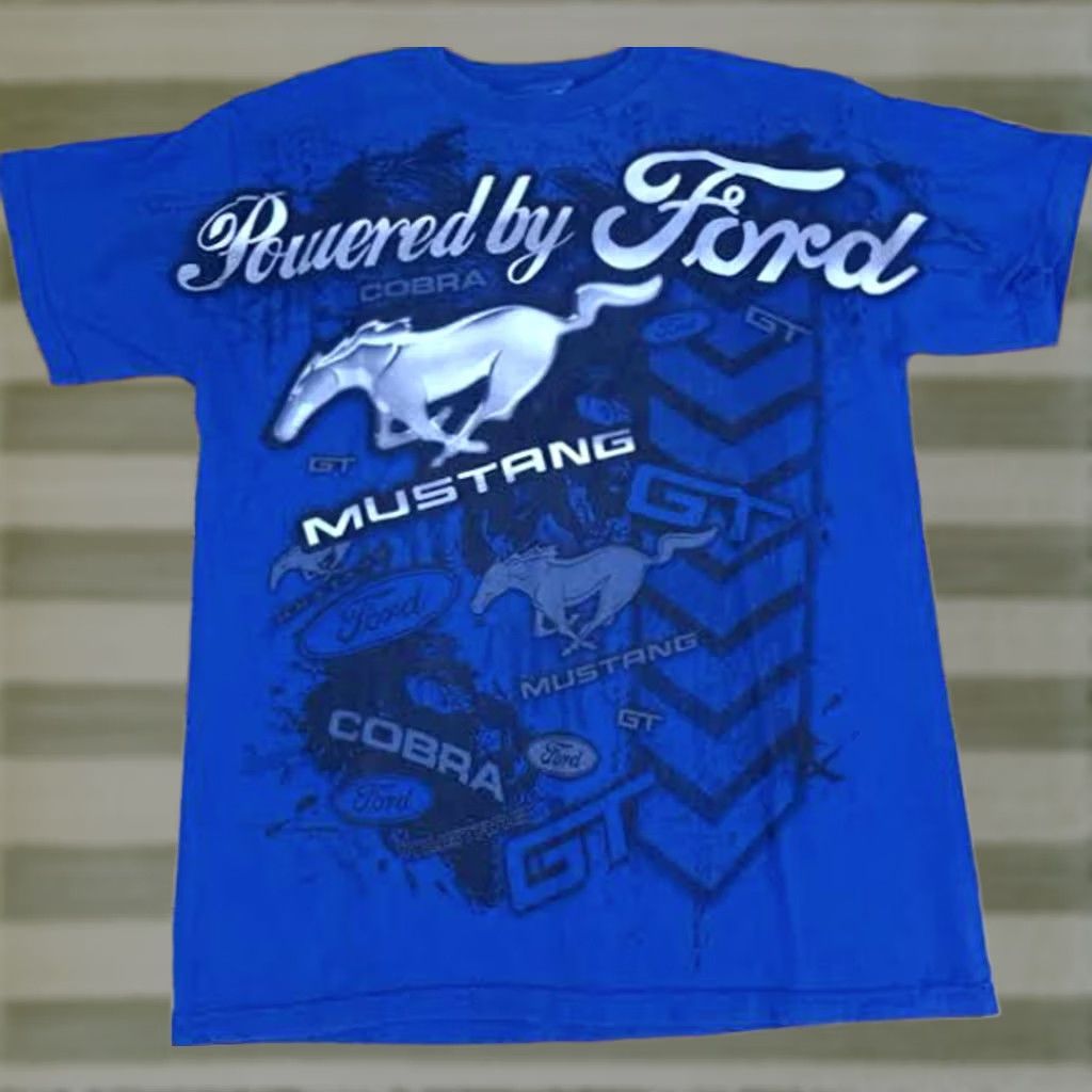 Ford Ford Mustang T-Shirt Alstyle Blue Medium Short Sleeve Men Cotton 24in USA Cars Classic Cobra Size US M / EU 48-50 / 2 - 1 Thumbnail