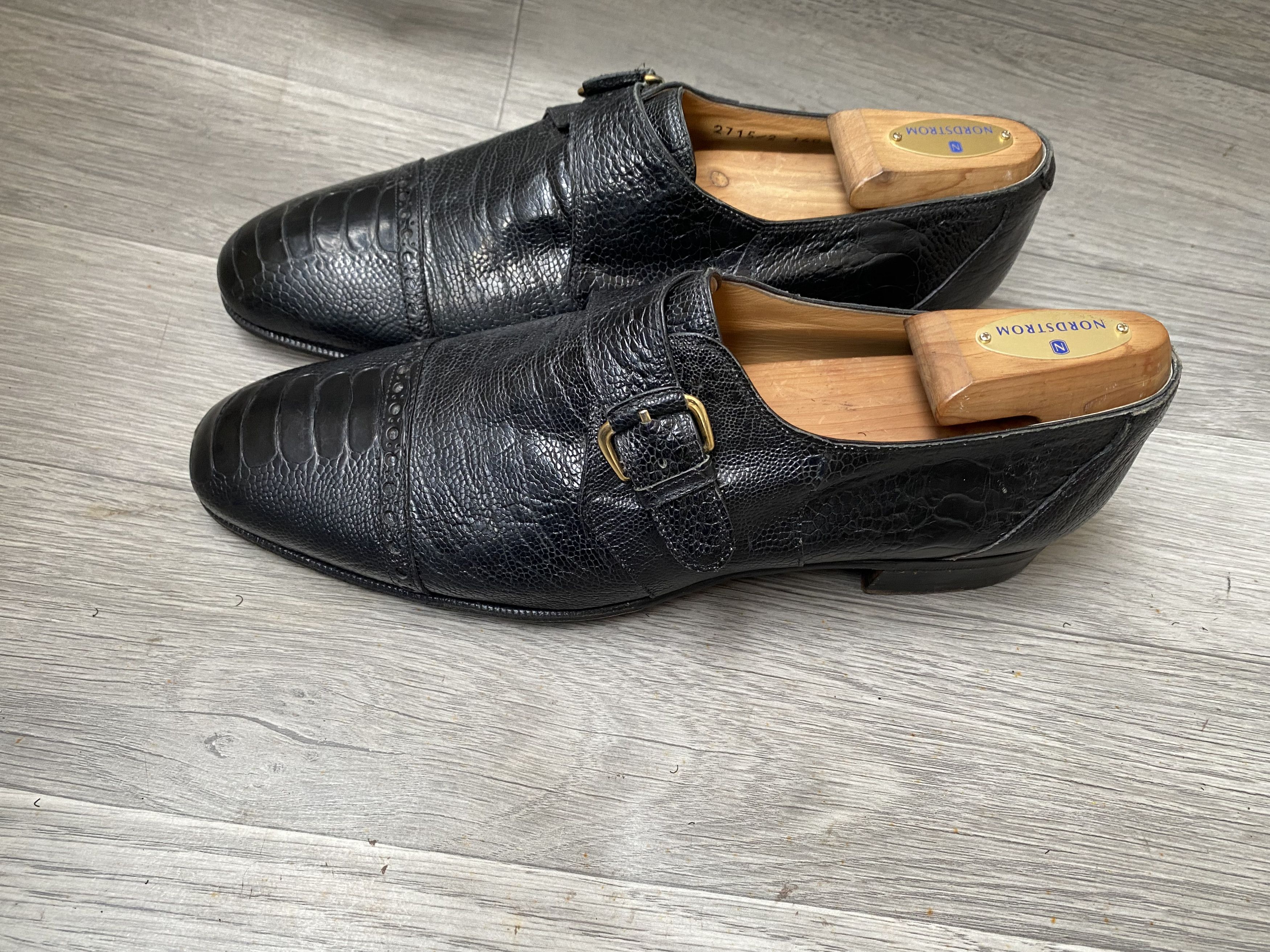Mauri Mauri single monk strap black exotic ostrich leather sz41 Size US 8 / EU 41 - 6 Thumbnail