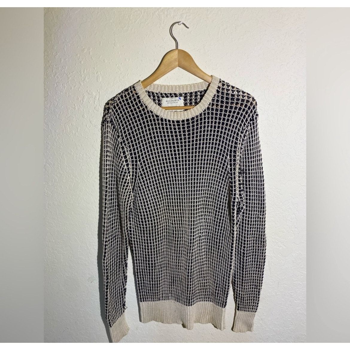 Allsaints ALL‎ SAINTS SPITALFIELDS Black/Beige Men’s Sweater Size US L / EU 52-54 / 3 - 2 Thumbnail