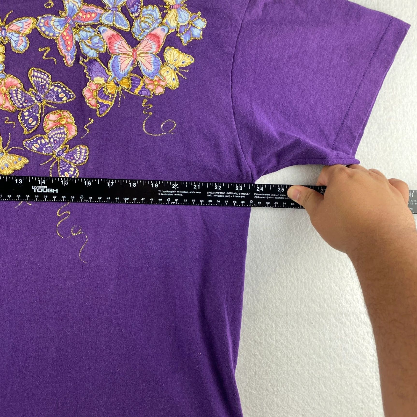 Fruit Of The Loom VINTAGE Fruit of the Loom Shirt Womens XL Purple Butterfly Embroidered Logo 90s Theme Casual Short Sleeve Cotton Blend Regular Women's T-Shirt Size XL / US 12-14 / IT 48-50 - 6 Thumbnail