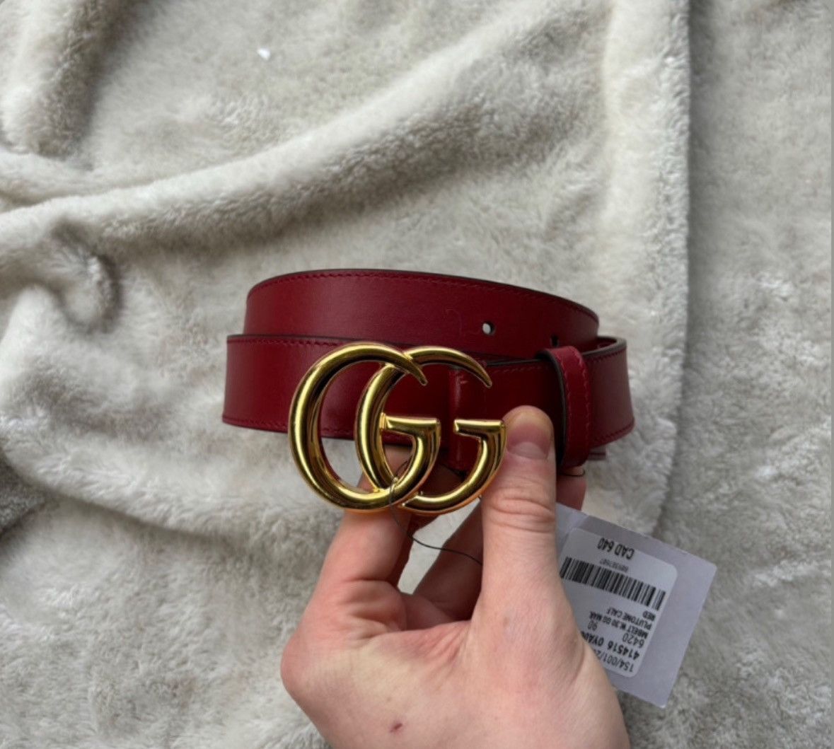 Gucci Gucci GG Red/Gold Belt Size 36 - 1 Thumbnail