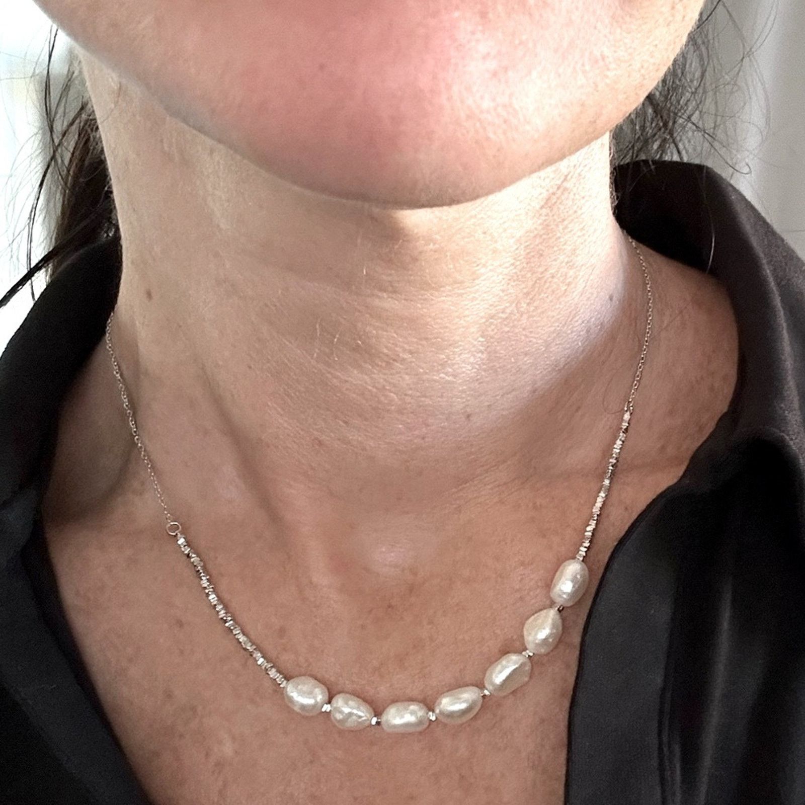 Other NEW Sterling Silver Freshwater Pearl Collarbone Chain - $129 Size ONE SIZE - 2 Thumbnail