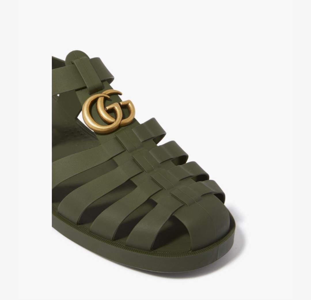 Gucci o1loc1c0625 Double G Rubber Sandals in Green Size US 8.5 / EU 41-42 - 4 Thumbnail