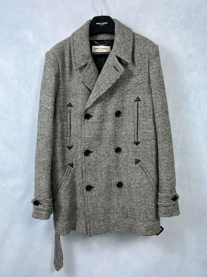 Saint Laurent Paris Saint Laurent Double-Breasted Houndstooth Coat-dmc Size US M / EU 48-50 / 2 - 1 Thumbnail