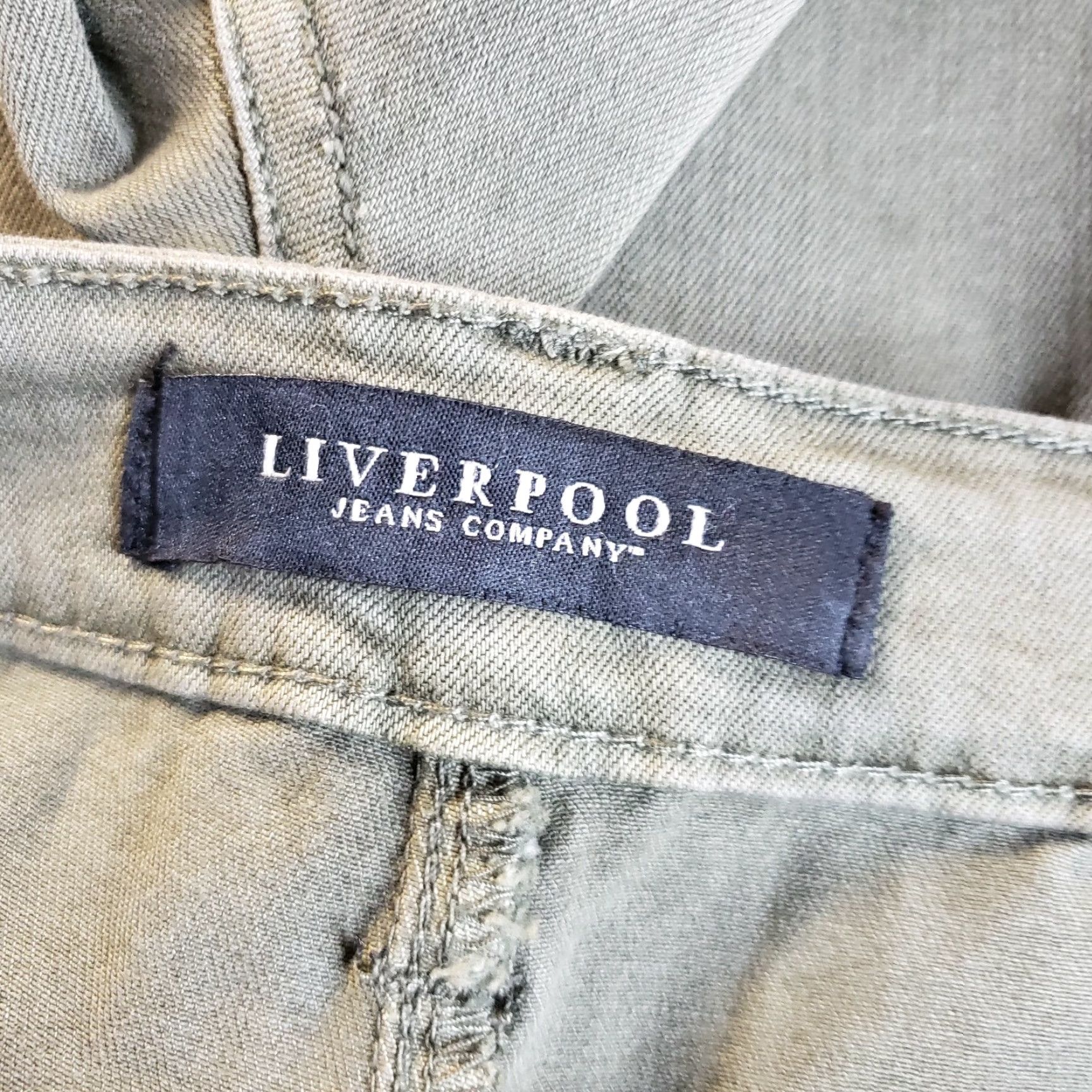 Vintage Liverpool Womens Kylie Cropped Cargo Pants Size 4 Green Mid Rise Cotton Blend Cropped Pants Womens Liverpool Jeans Casual Size 27" / US 4 / IT 40 - 7 Thumbnail