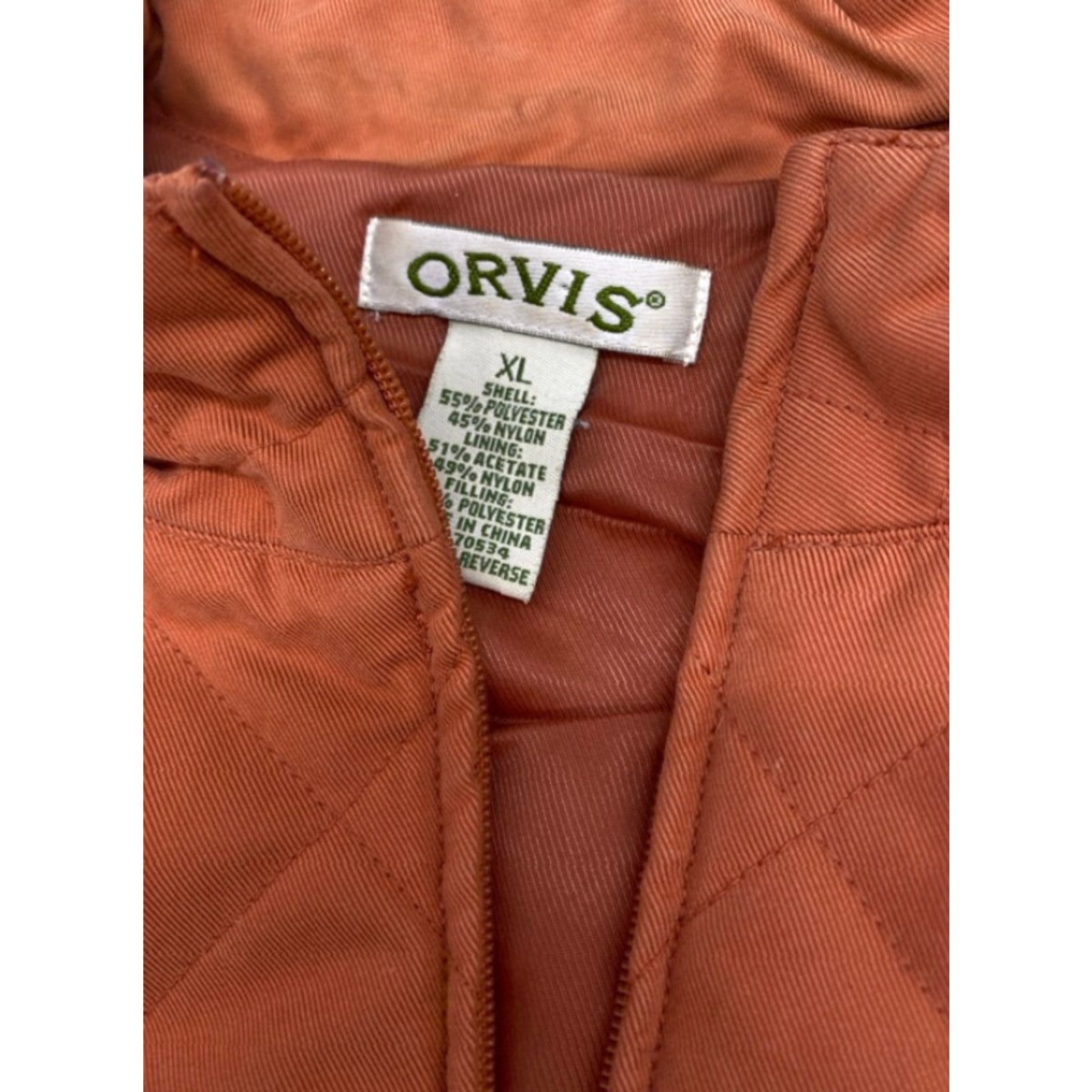 Orvis VINTAGE Orvis Vest Women's XL Orange Quilted Puffer Full Zip Insulated Pockets Outdoor Size XL / US 12-14 / IT 48-50 - 4 Thumbnail