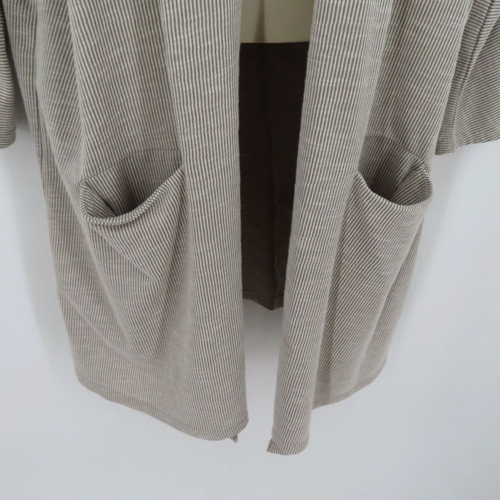 DONNI. Donni Cardigan Shirt Women's One Size OSFM Beige Ribbed Long Sleeve Open Front Pockets Size ONE SIZE - 3 Thumbnail